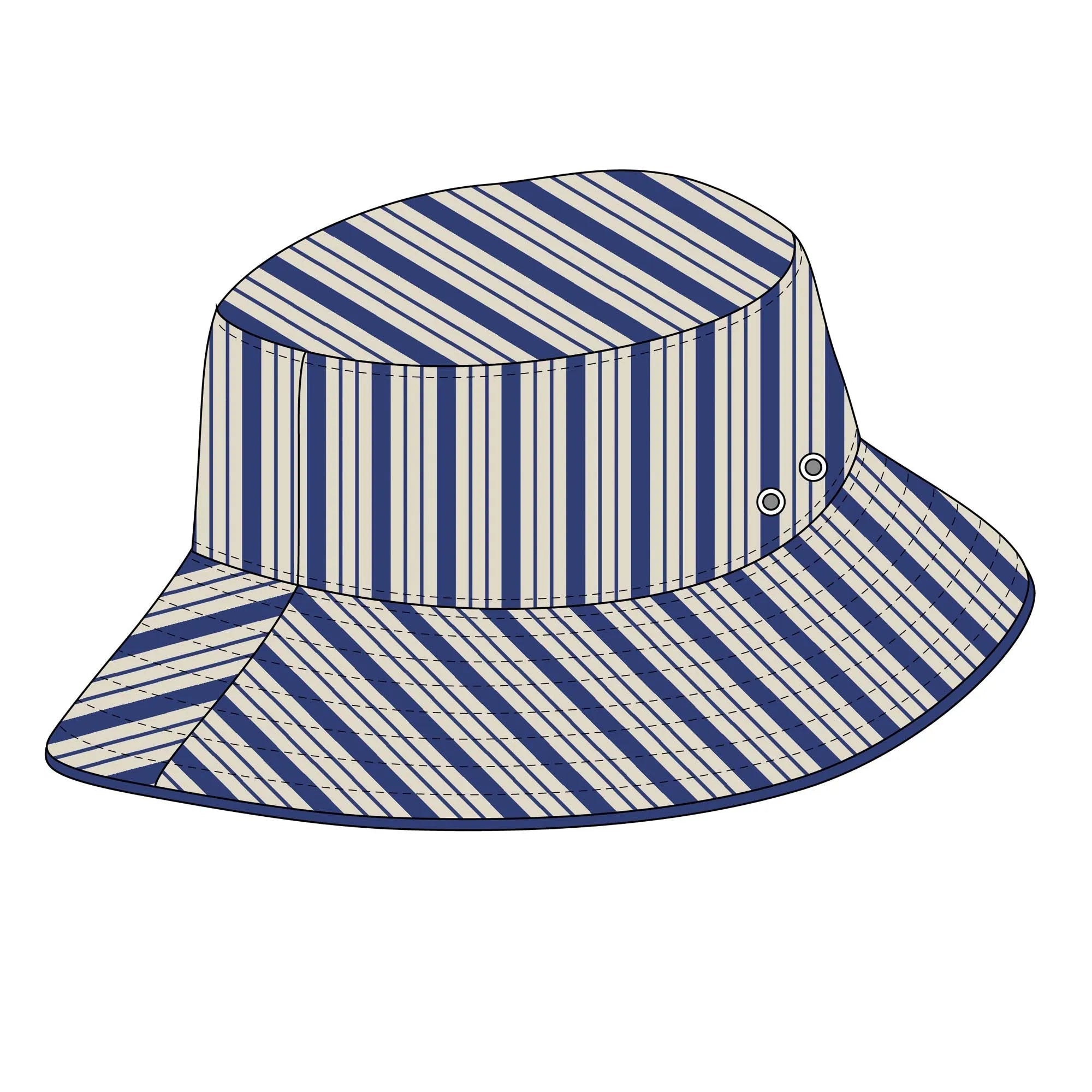 Blue and white striped boys' bucket hat, summer accessory for children