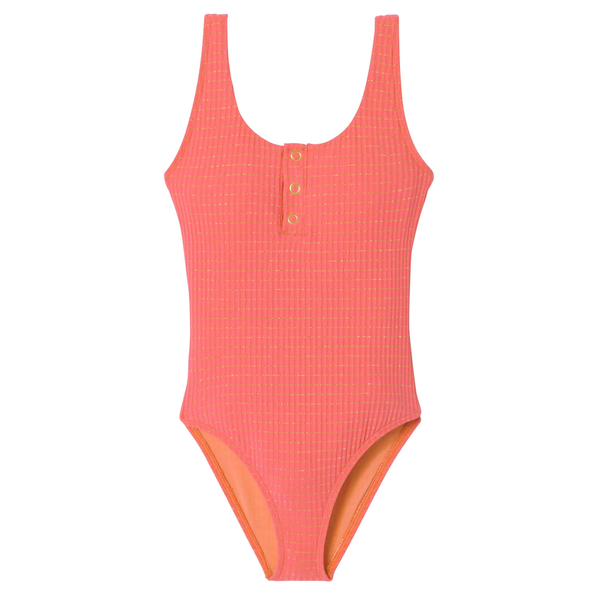 Girls' one-piece swimsuit, neon coral | CALYPSO 1P