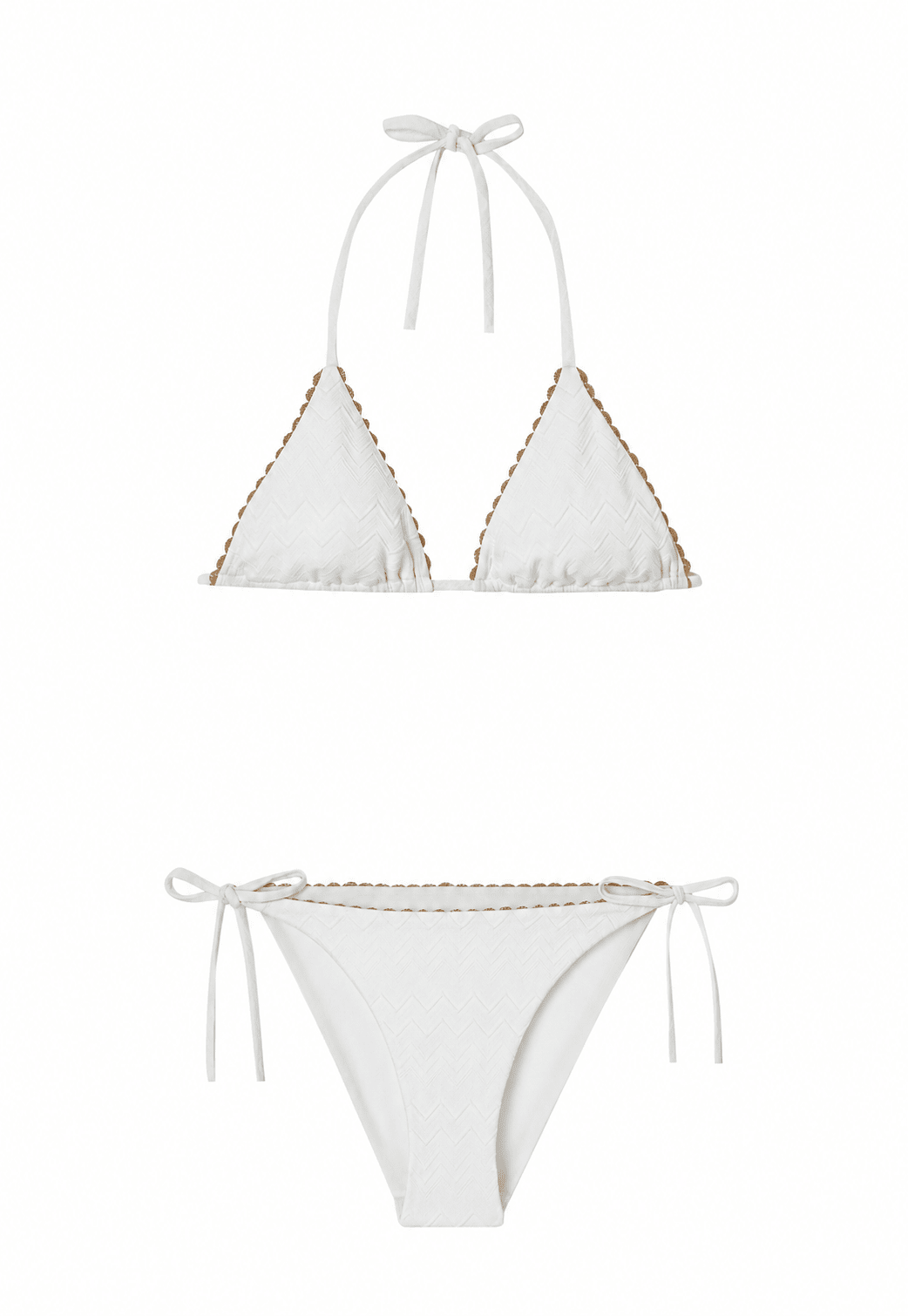 Maillot de bain deux pièces fille, blanc et or | CHANTILLY 2P