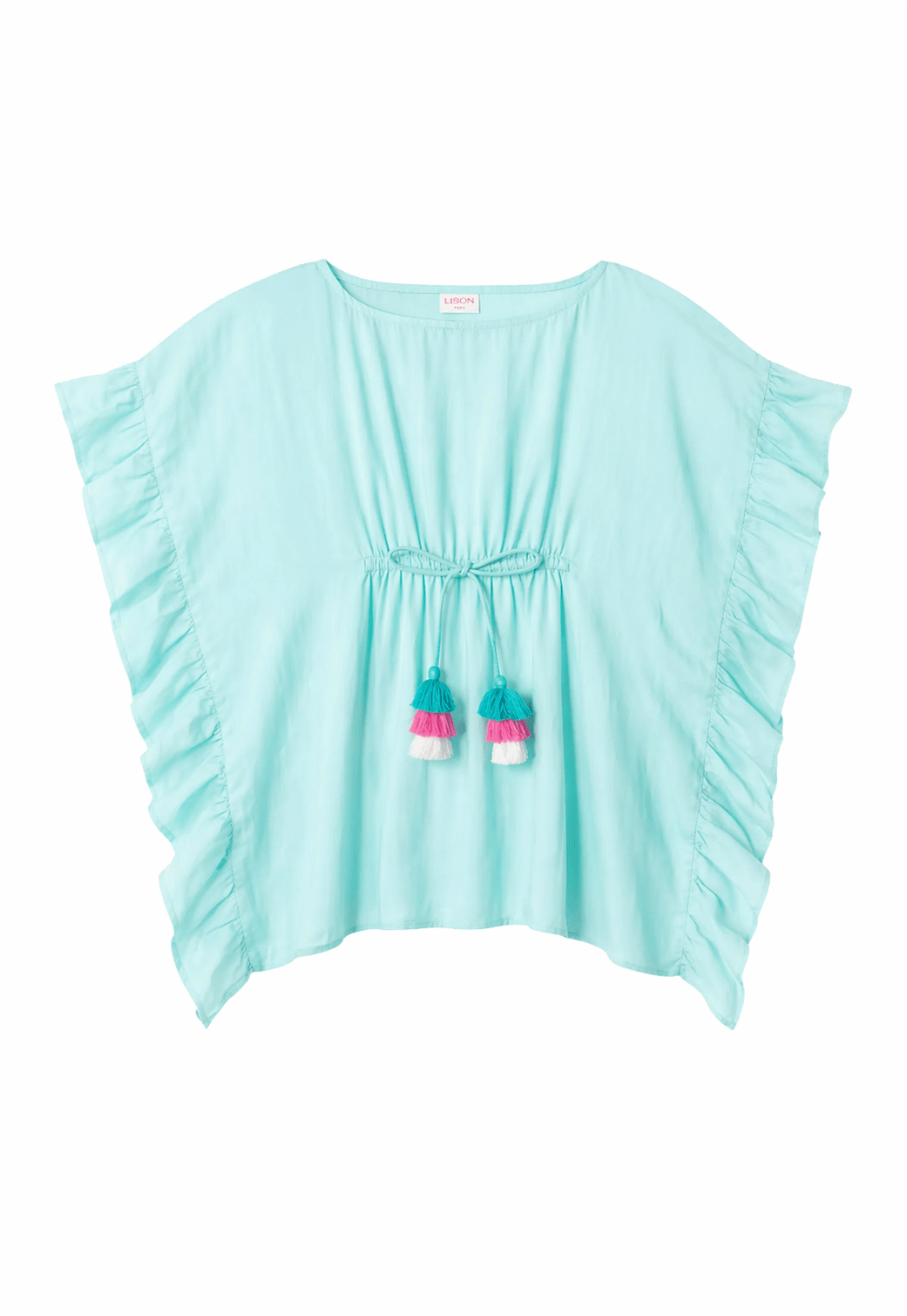 Girls' cover-up with tassels, aqua | LEA