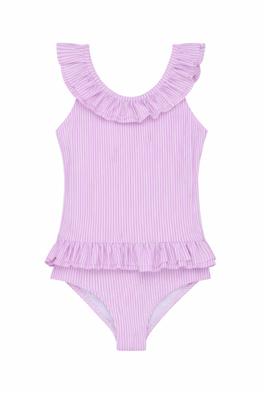 Maillot de bain une pièce fille à volants lilas | CANDY 1P