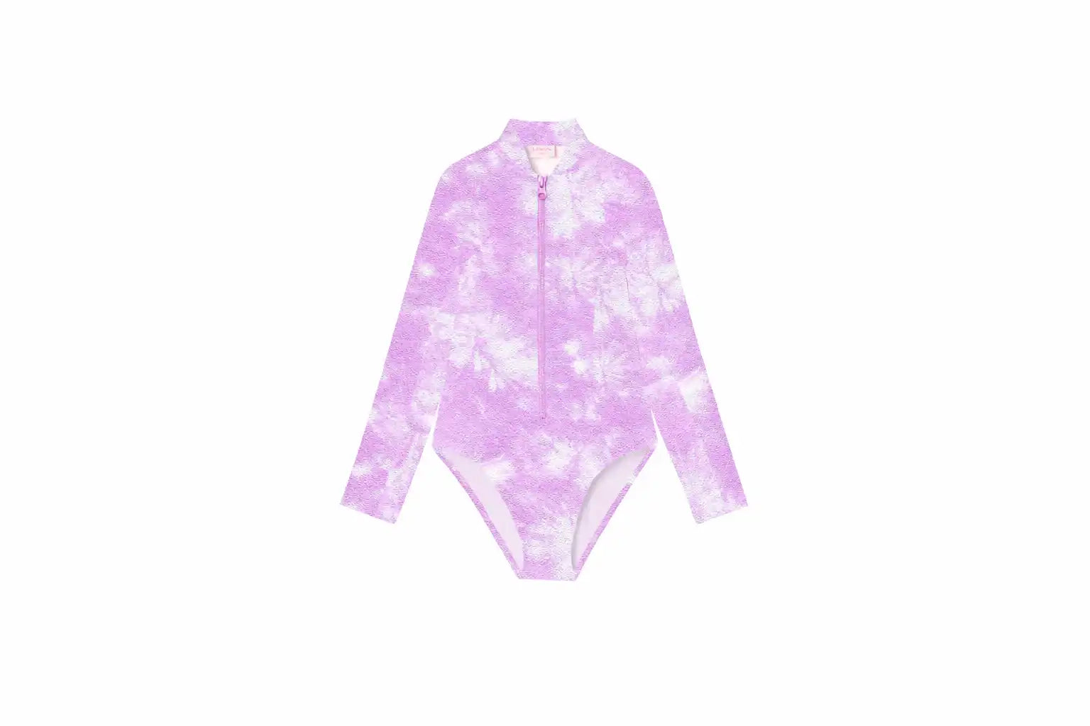 Lison Paris purple long sleeve anti-UV girls swimsuit with zip and tie-dye pattern
