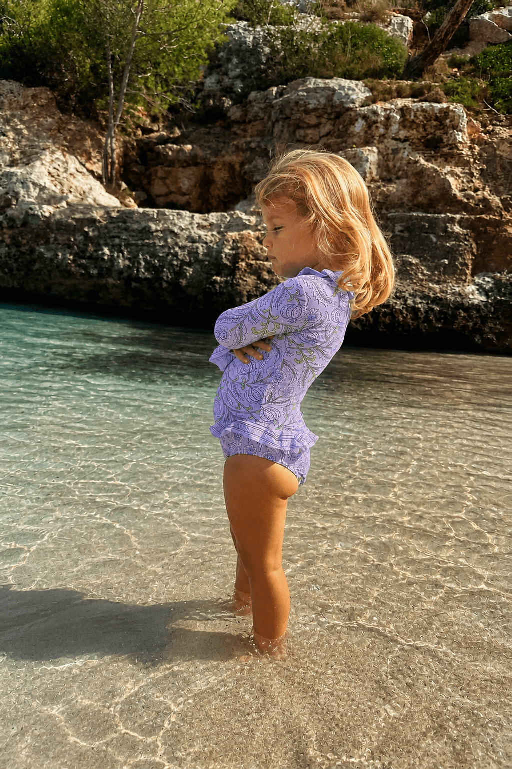 Maillot de bain une pièce manche longue, violet | POPPY BEBE