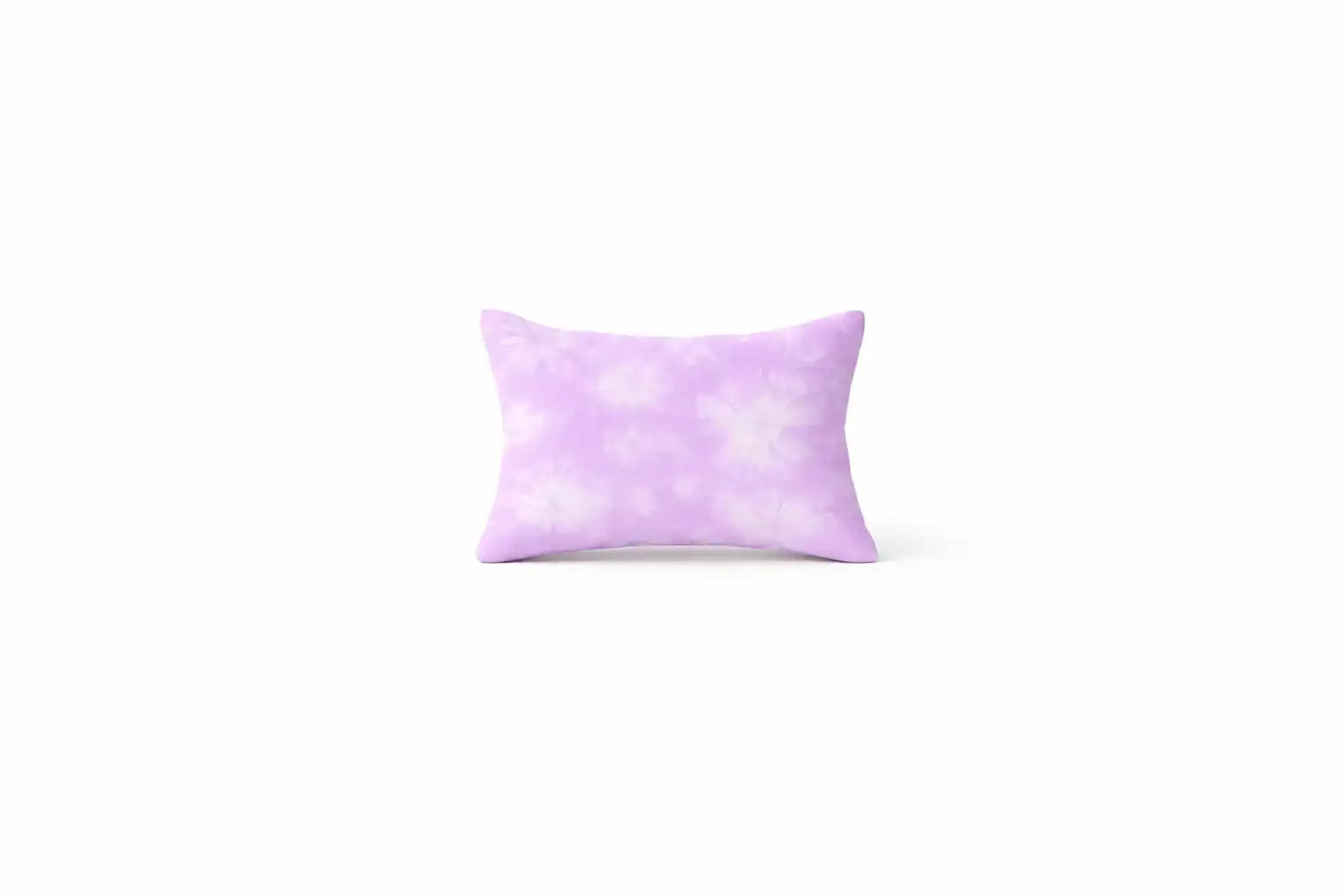 Lilac tie-dye decorative pillow by Lison Paris on white background