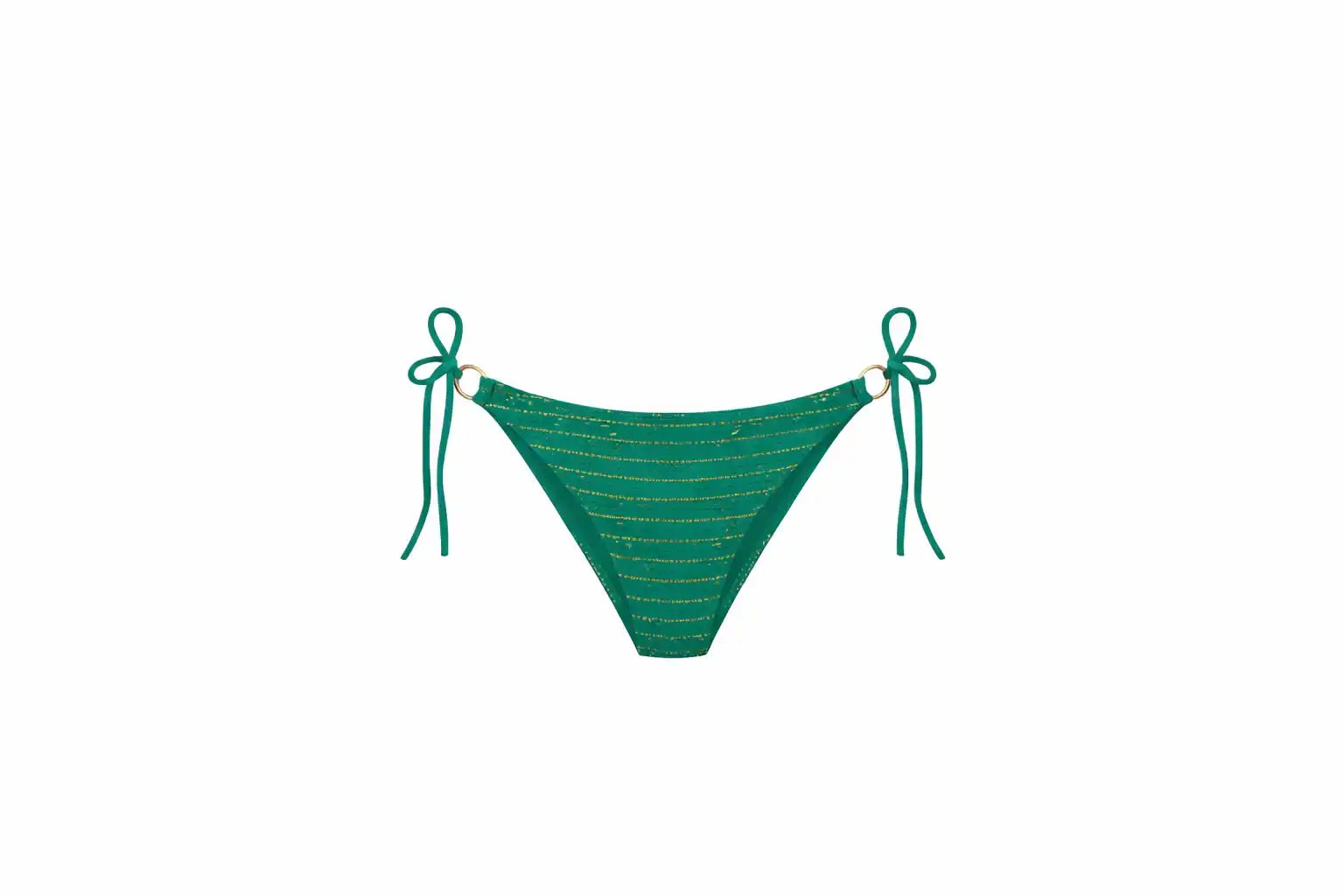 Green and gold striped bikini bottom with side ties, Lison Paris swimwear