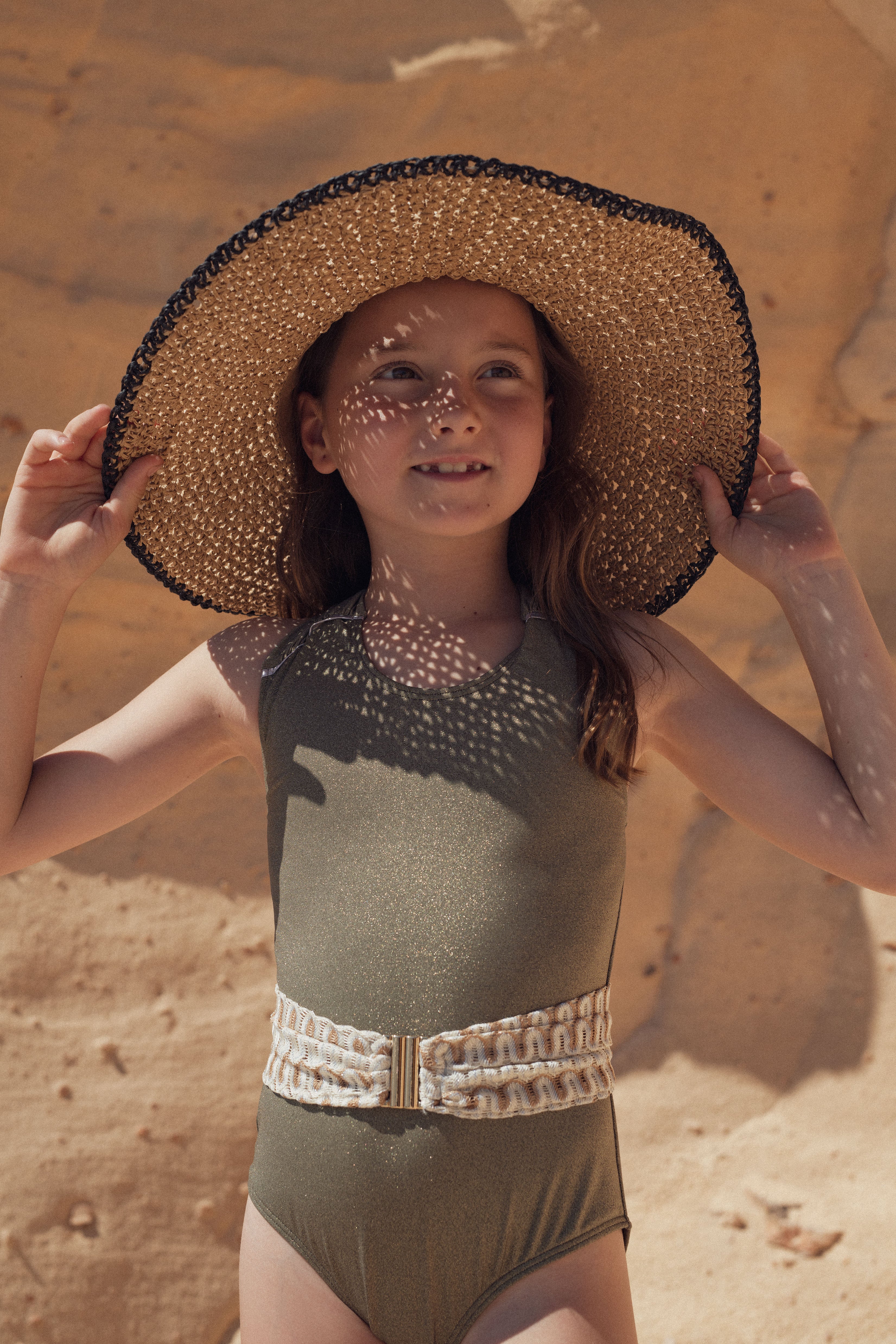 Maillot une pièce fille, kaki / or | DOLCE VITA 1P