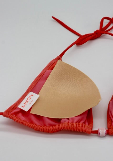 Maillot de bain deux pièces triangle fille, corail | BERMUDES 2P