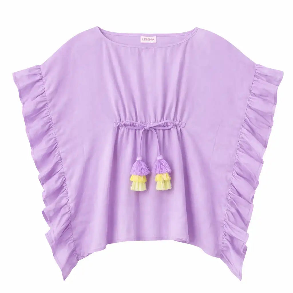 Caftan fille à pompons, lilas | LEA