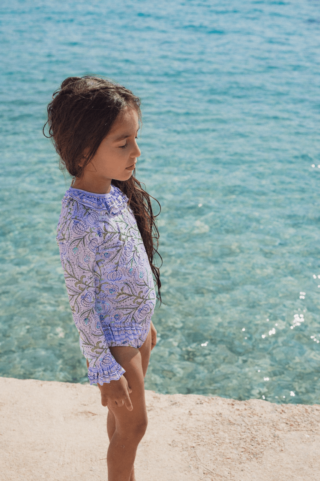 Maillot de bain une pièce manche longue, violet | POPPY BEBE