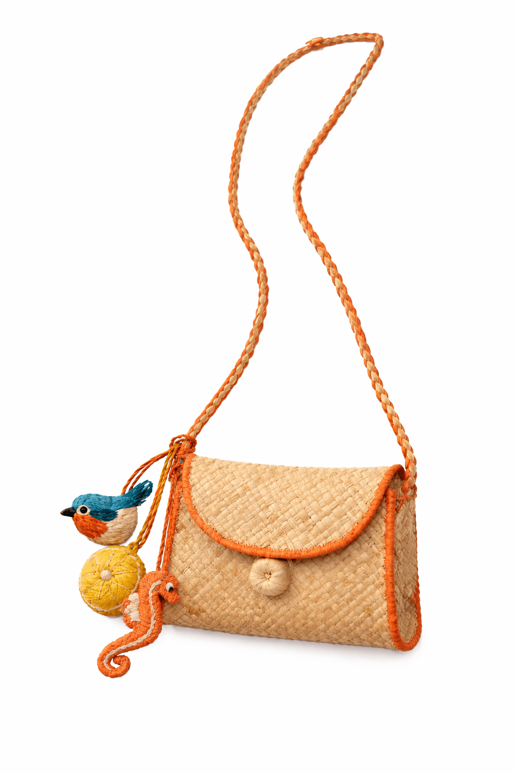 Sac à main corail, raphia | GRIGRI