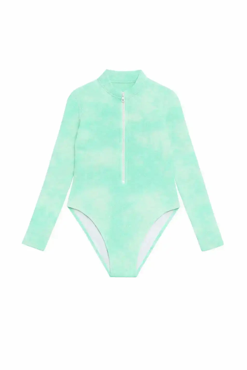 Girls' long-sleeved anti-UV swimsuit, blue tie dye | COMBI TAHAA