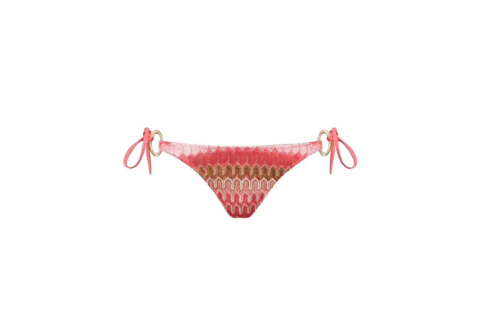 Women's coral crochet bikini Bottom | SUNSET 2P