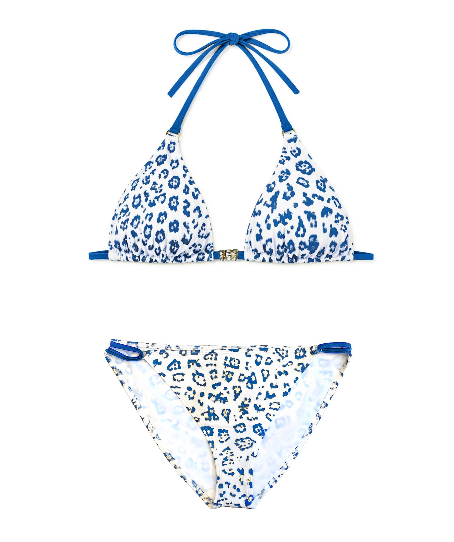 Girl two-piece swimsuit, leopard; blue | SAVANNA 2P