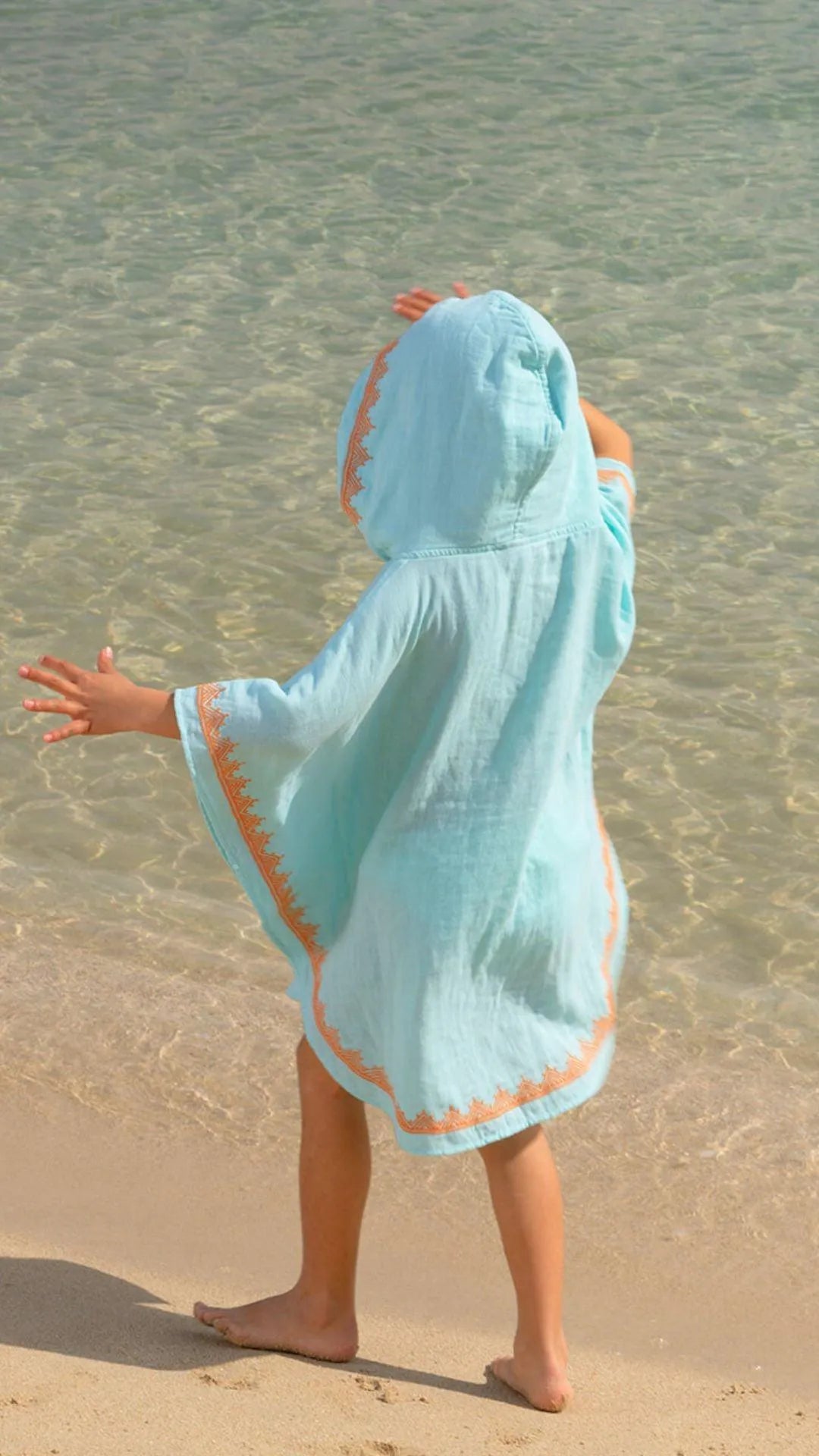 Caftan à capuche garçon, aqua | HOODIE - Lison Paris