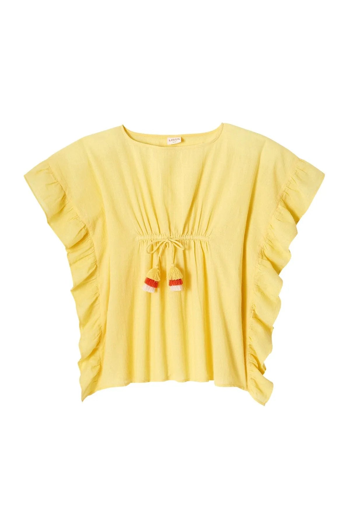 Caftan fille à pompons, jaune | LEA - Lison Paris