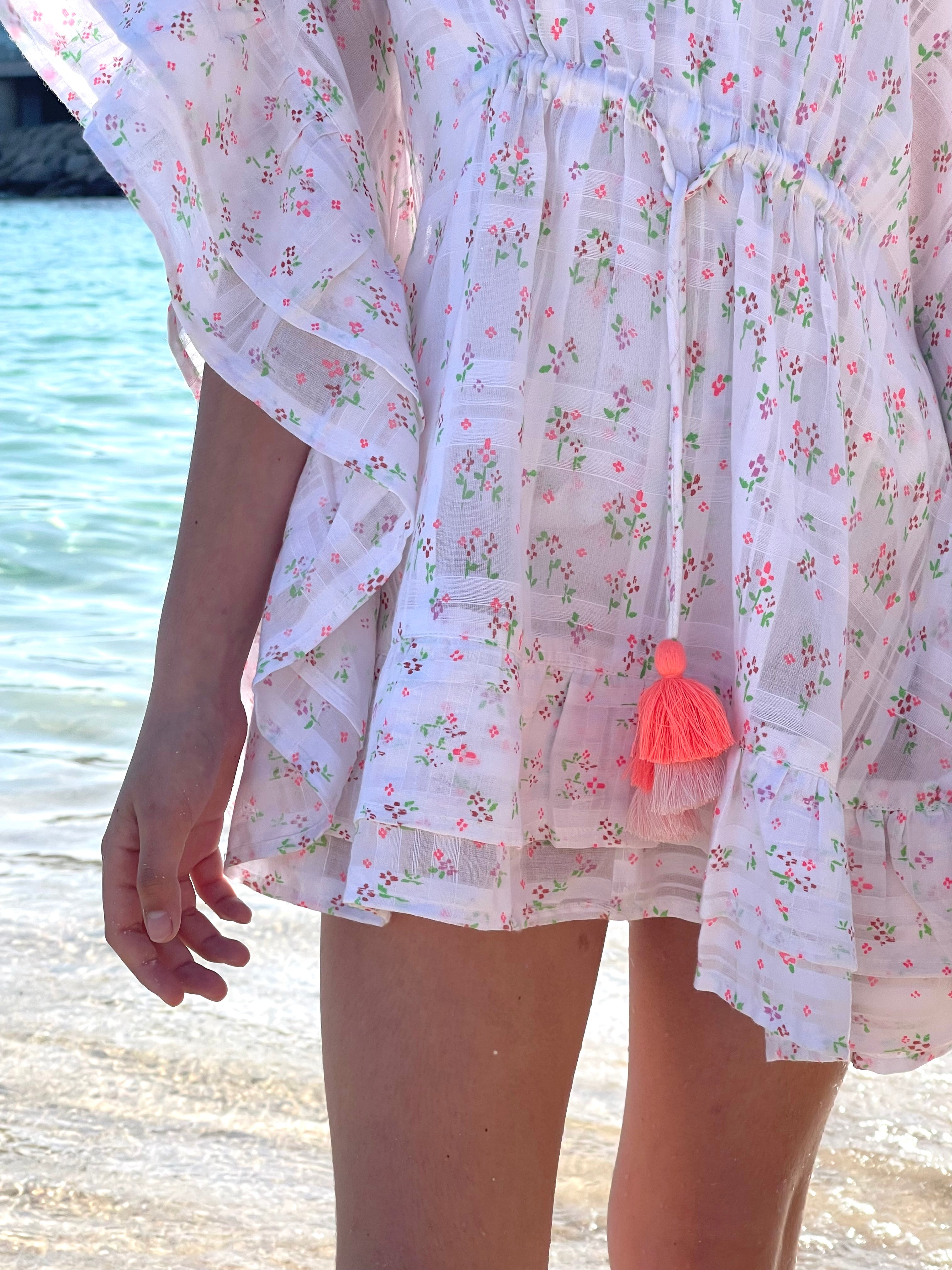 Caftan fille coton, imprimé fleuri | SUZANNA - Lison Paris