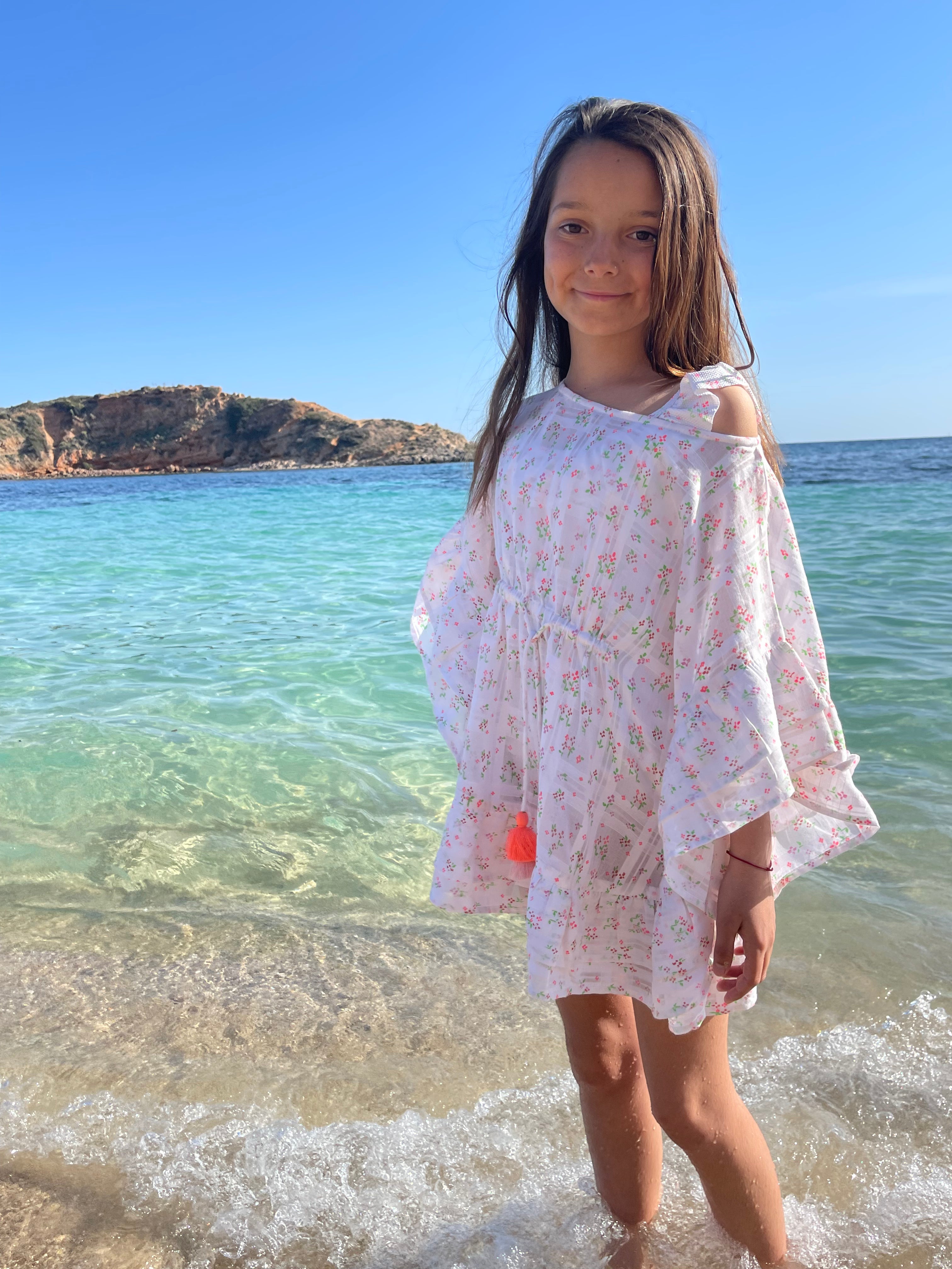 Caftan fille coton, imprimé fleuri | SUZANNA - Lison Paris