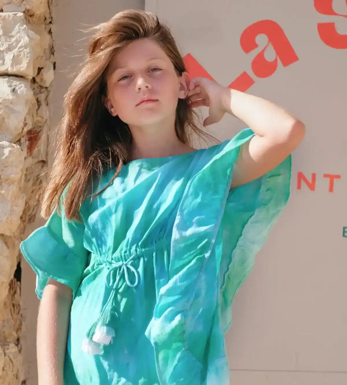 Caftan tie dye fille, vert et bleu | SPRITZ