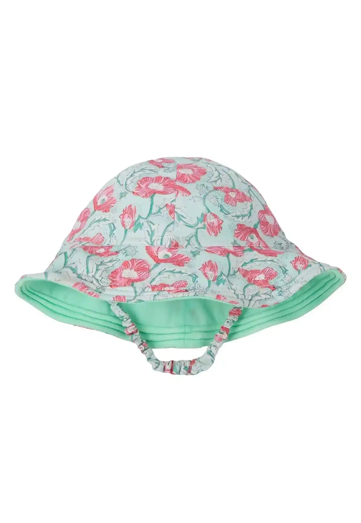 Girl's hat, blue with flower | INDIA HAT
