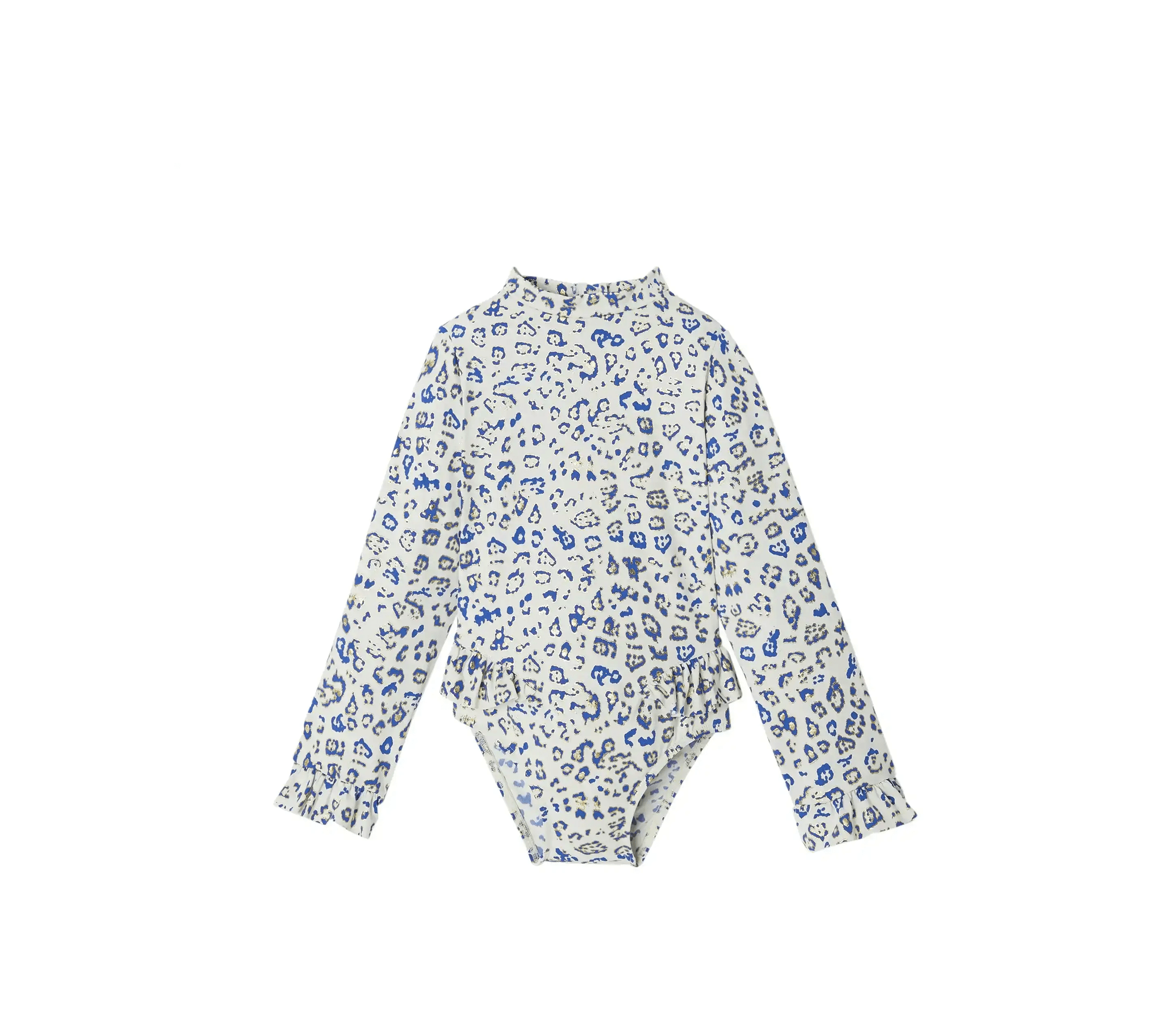 Maillot de bain manches longues bébé fille, léopard bleu | SAVANNA BABY