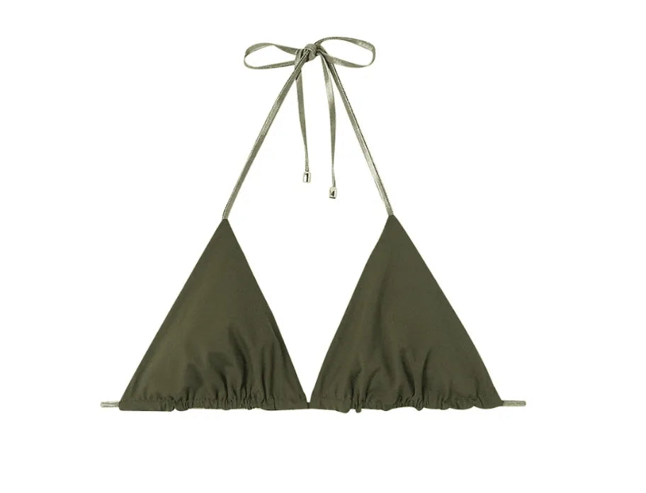 Haut de bikini triangle réversible kaki | SAHARA 2P - Lison Paris