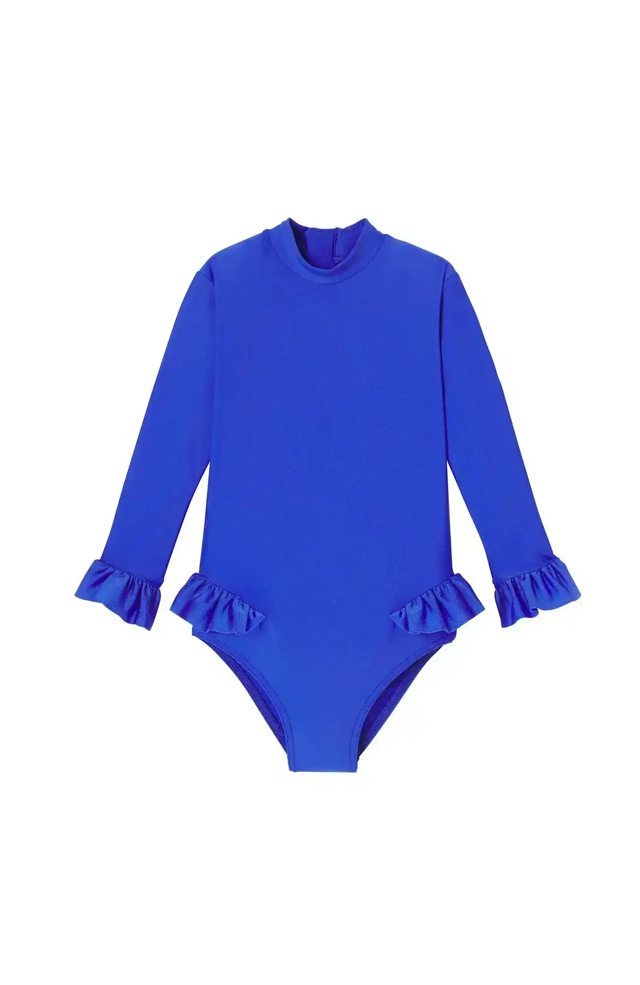 Baby girl's anti-UV swimsuit, long sleeves, blue | BORA BORA BEBE