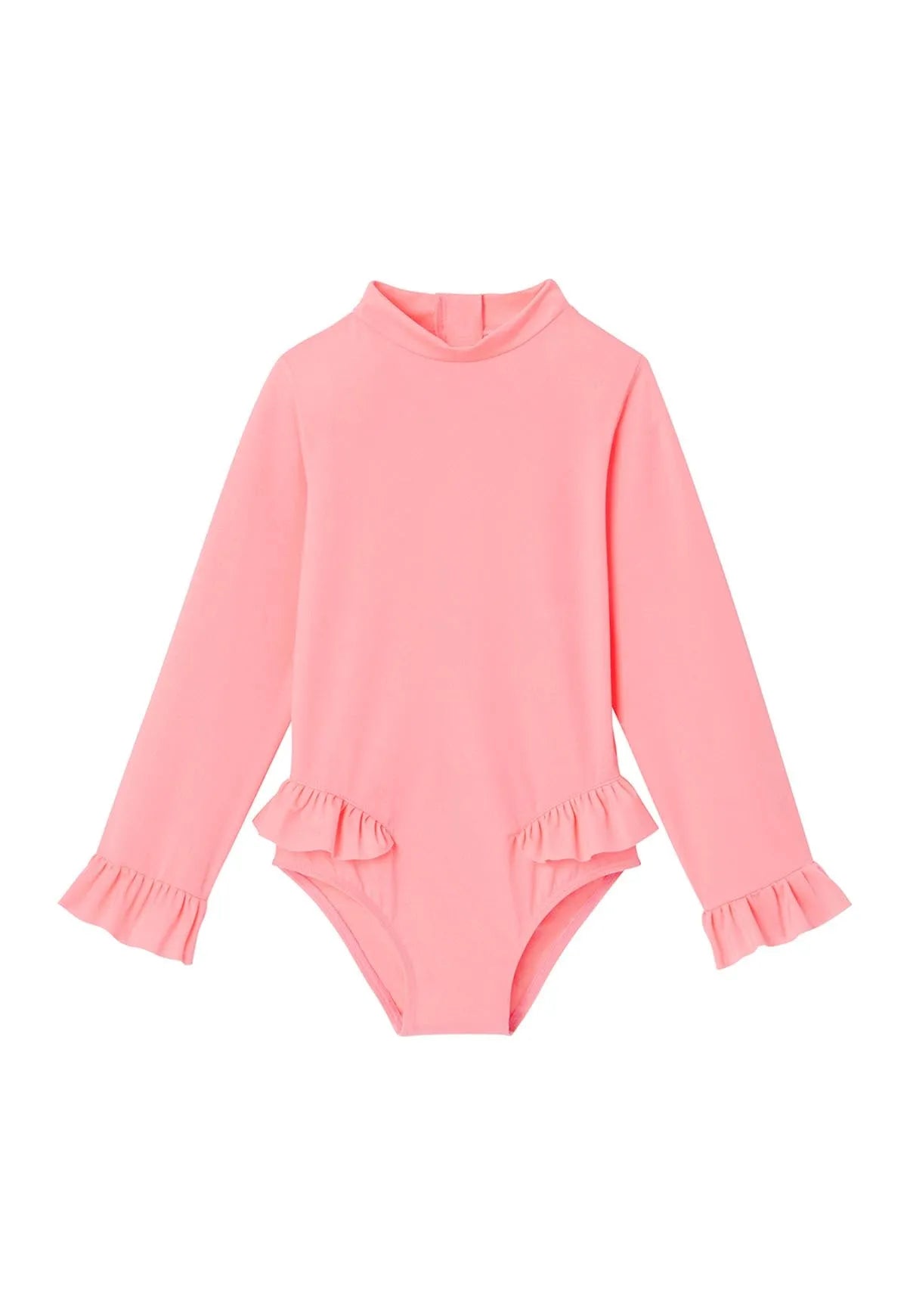 Maillot bébé fille Anti-UV, manches longues rose fluo| BORA BORA BEBE - Lison Paris