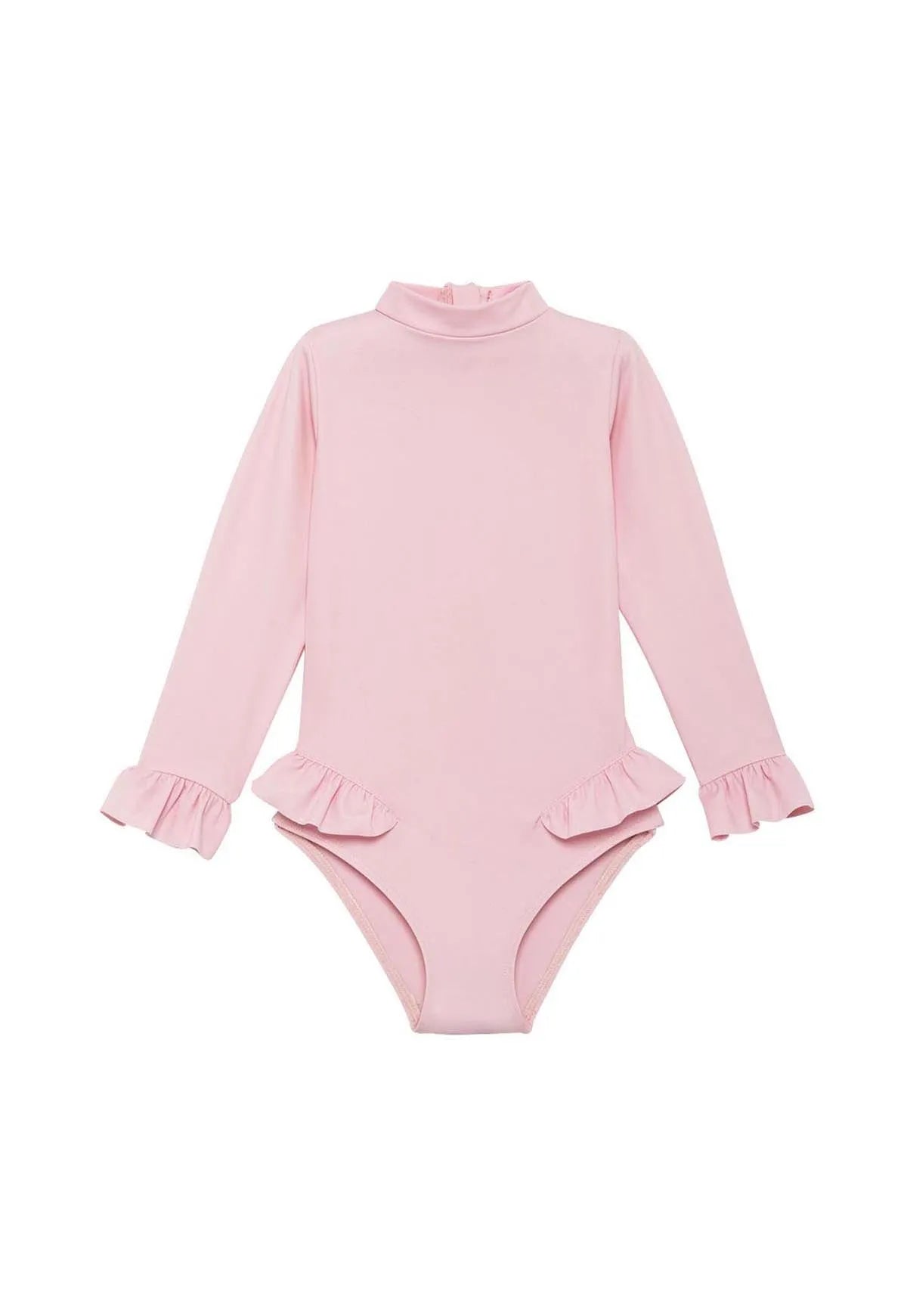 Maillot bébé fille Anti-UV, manches longues rose pâle| BORA BORA BEBE - Lison Paris