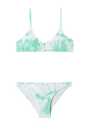Maillot de bain deux pièces anti UV fille, tie dye menthe | TAHAA 2P - Lison Paris