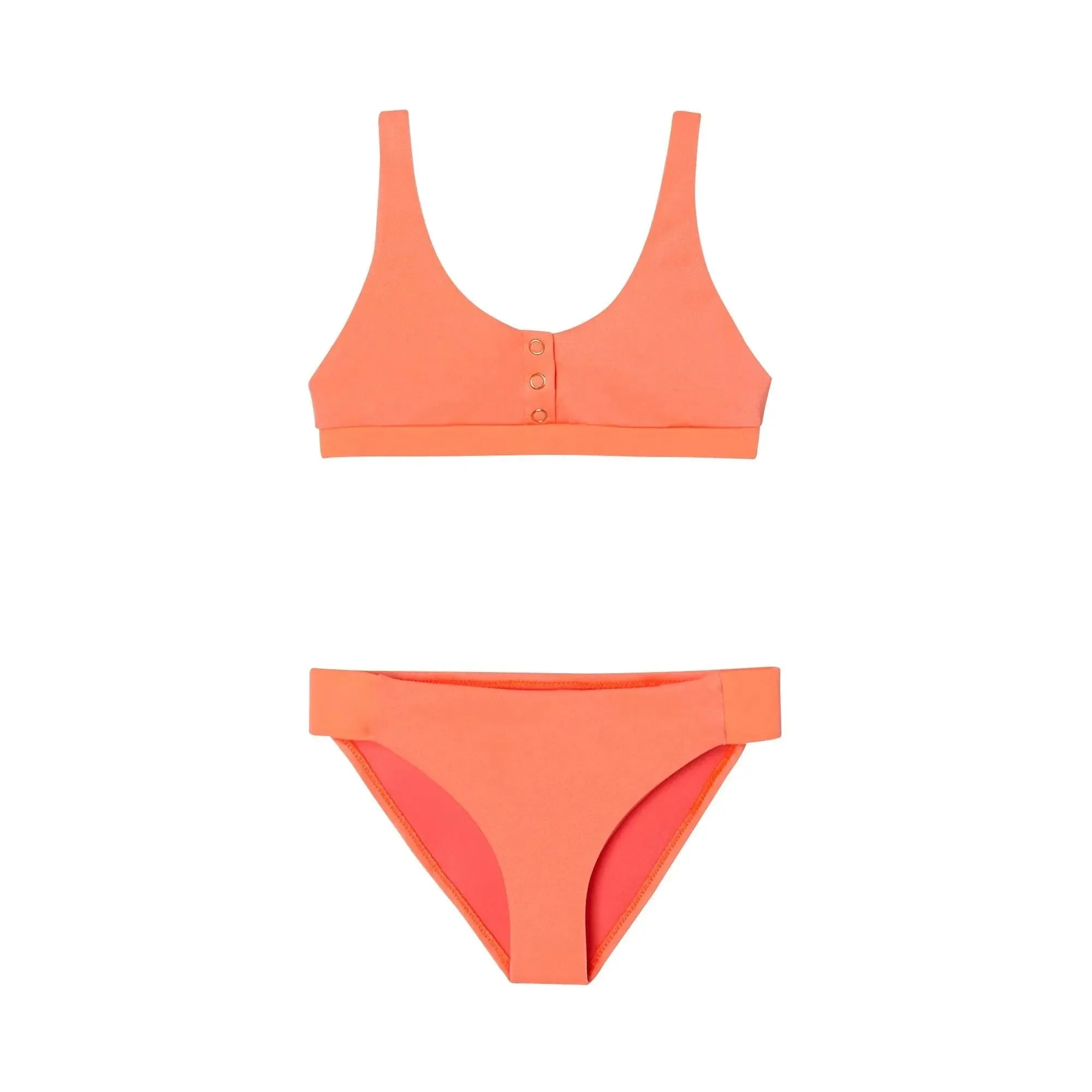 Maillot de bain deux pièces fille anti-uv corail fluo | ACAPULCO - Lison Paris