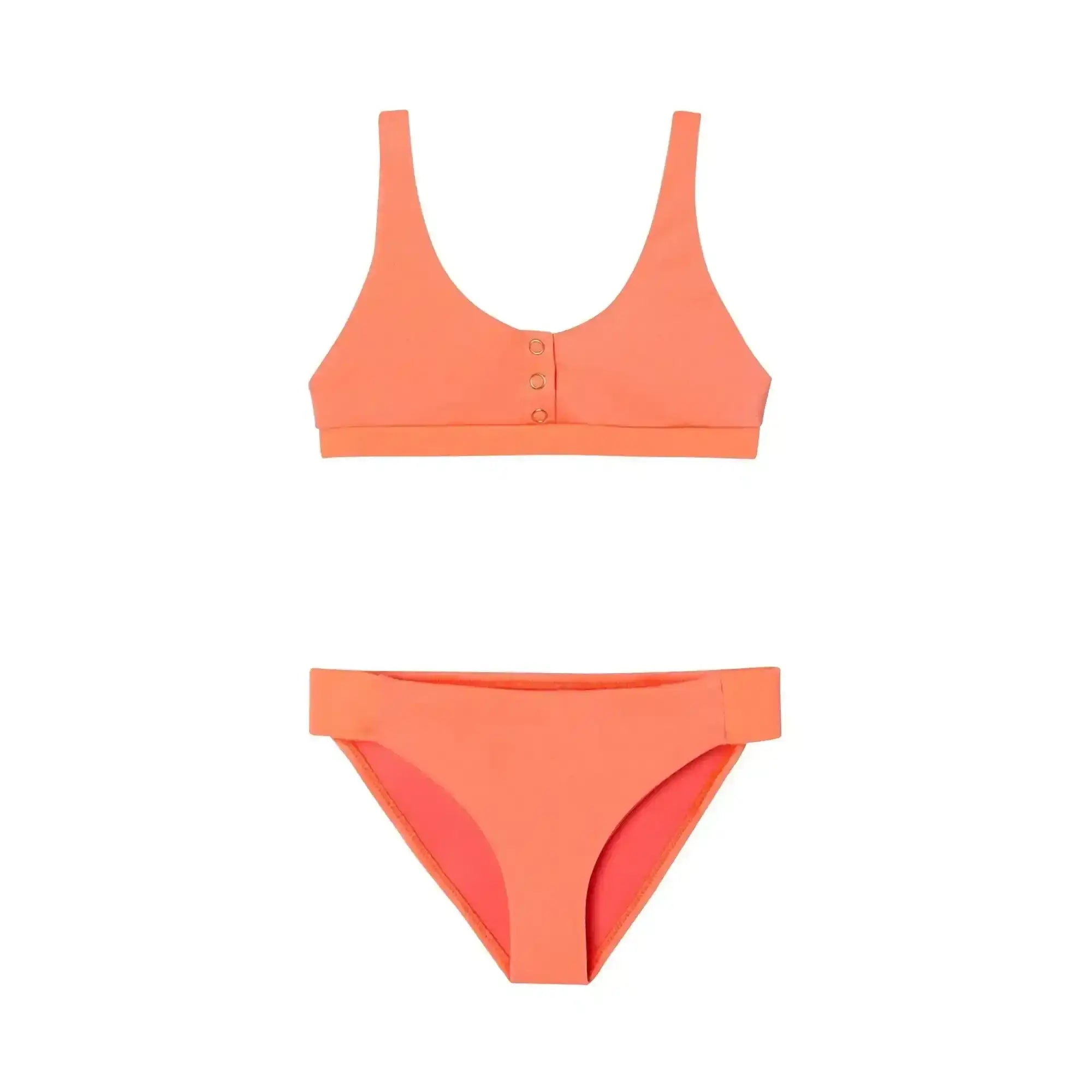 Girls' two-piece anti-UV swimsuit in fluorescent coral | ACAPULCO