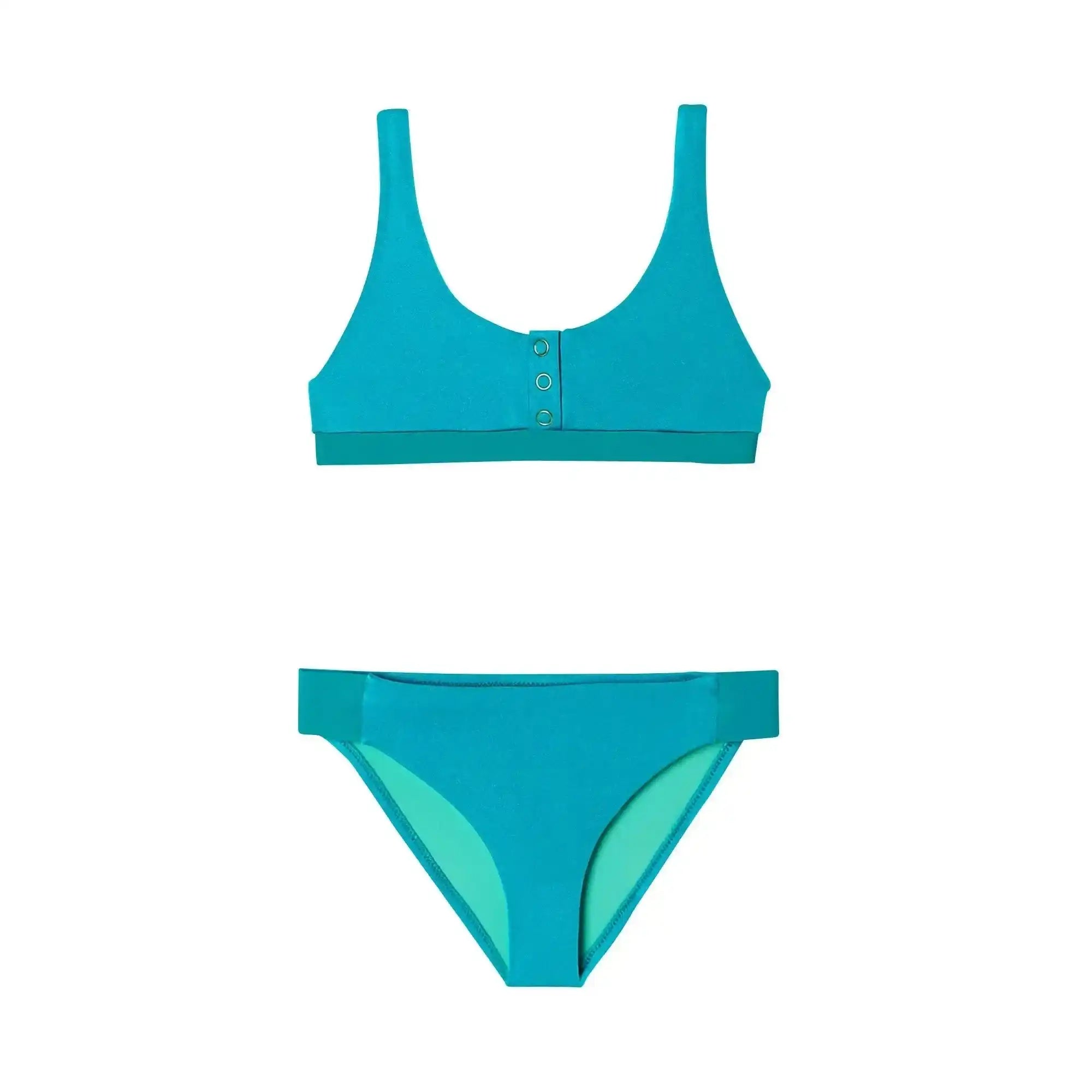 Girls' emerald green two-piece UV-protection swimsuit, Lison Paris beachwear