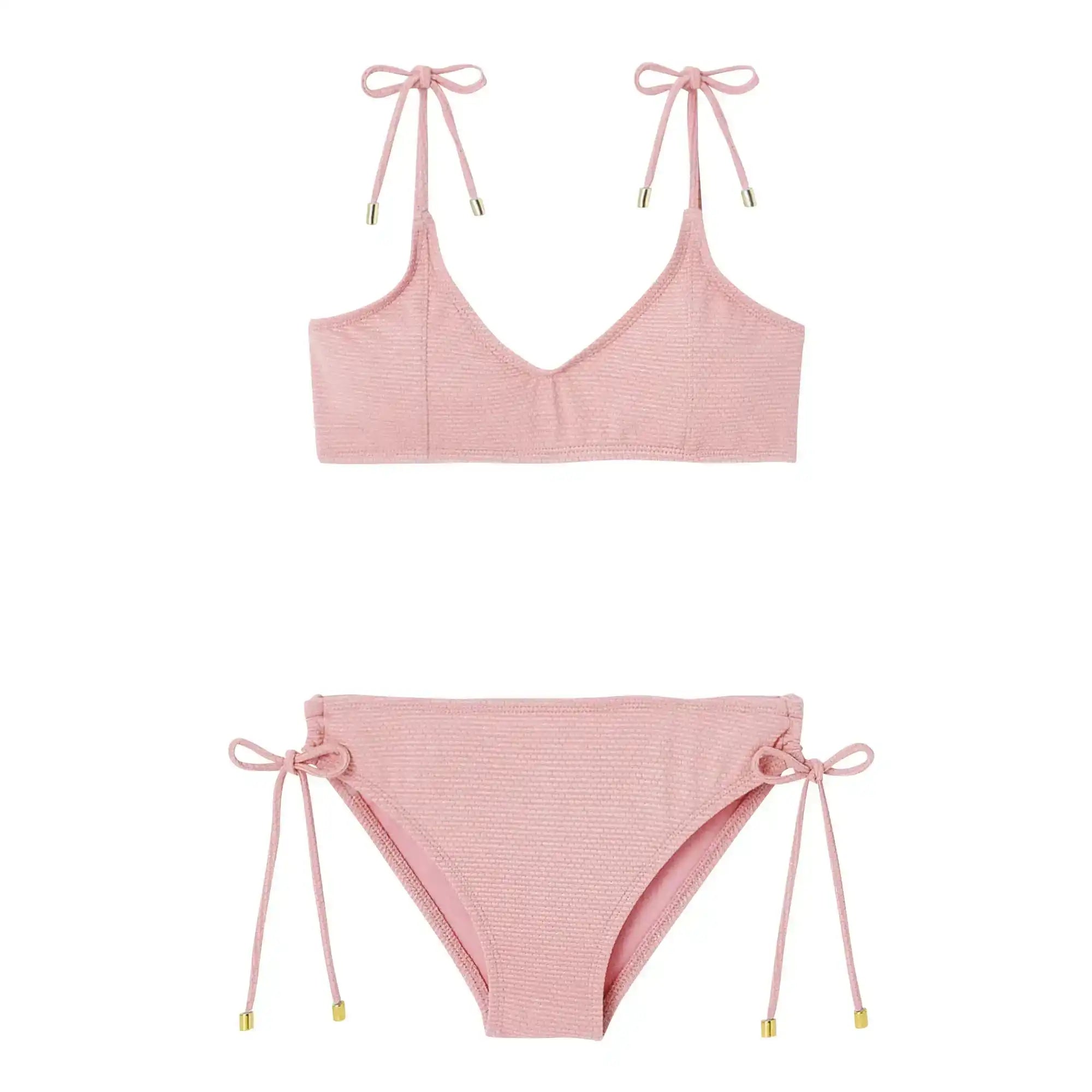 Girls' two-piece swimsuit, light pink pique | BAHAMAS 2P