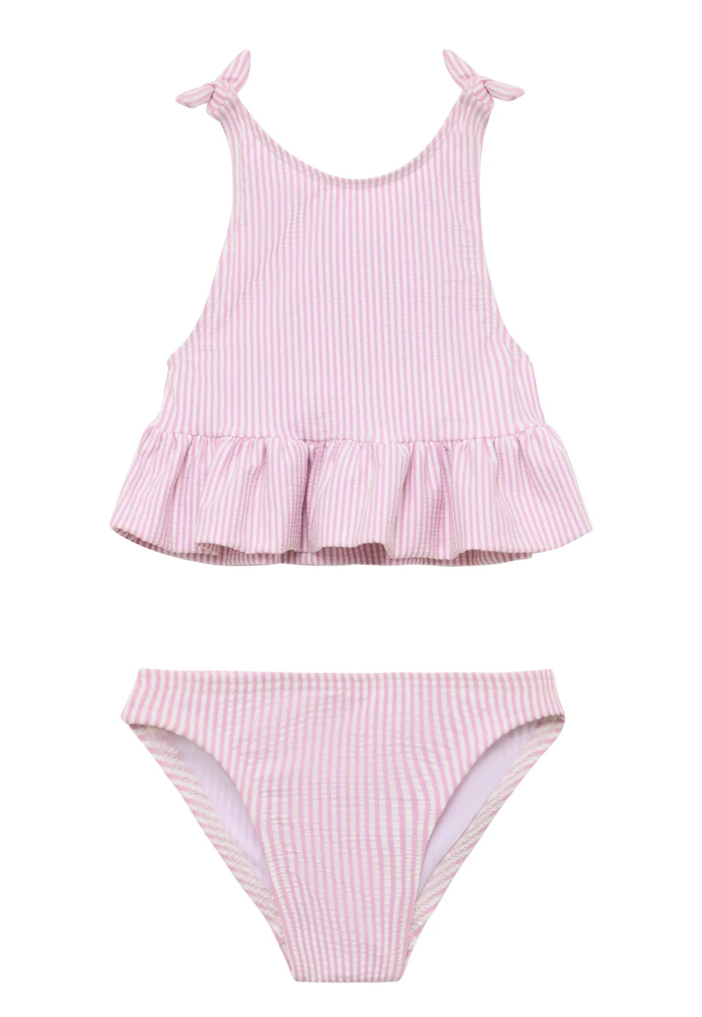 Maillot de bain deux pièces fille rayé lilas | GUIMAUVE 2P - Lison Paris