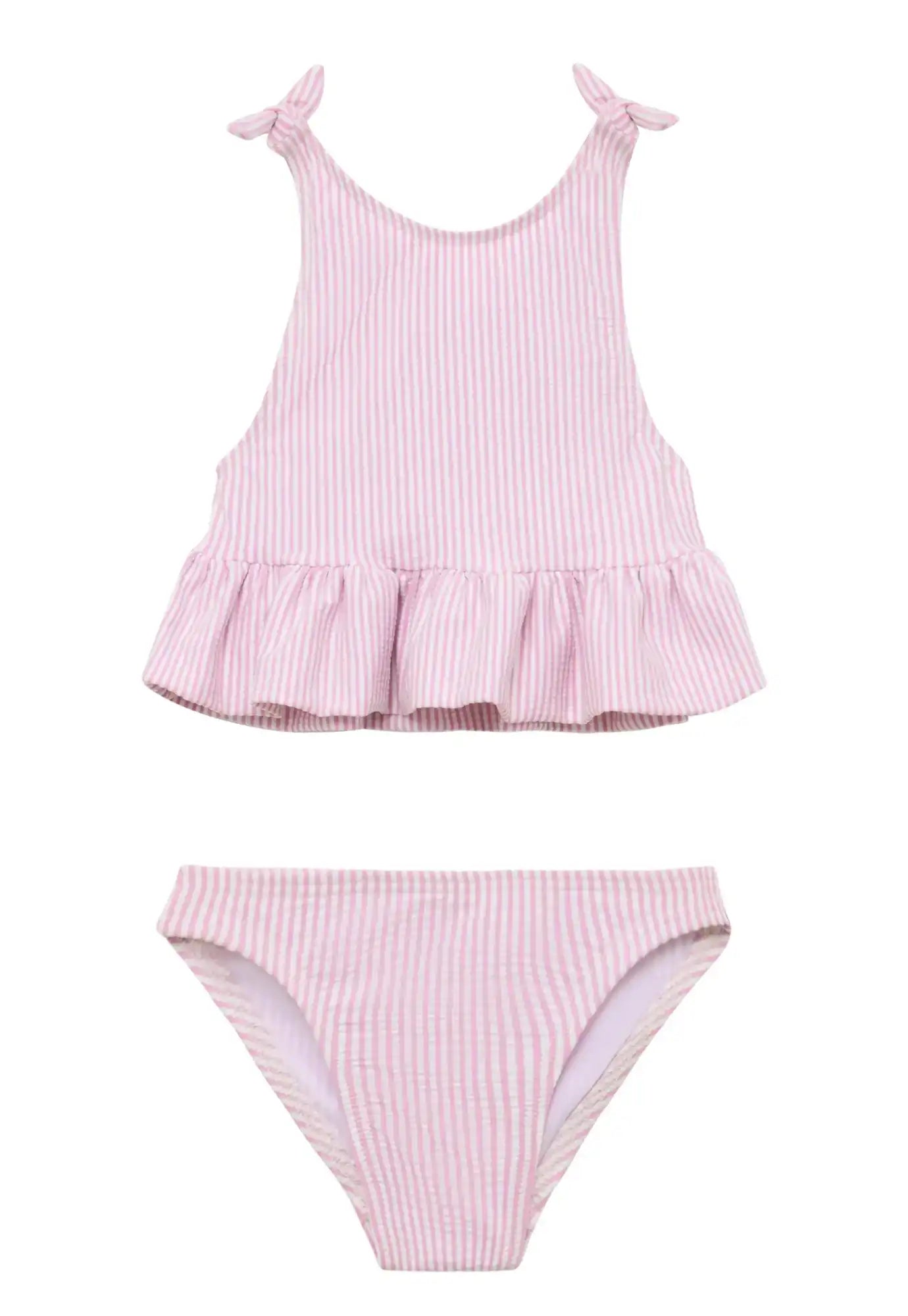 Maillot de bain deux pièces fille rayé lilas | GUIMAUVE 2P - Lison Paris