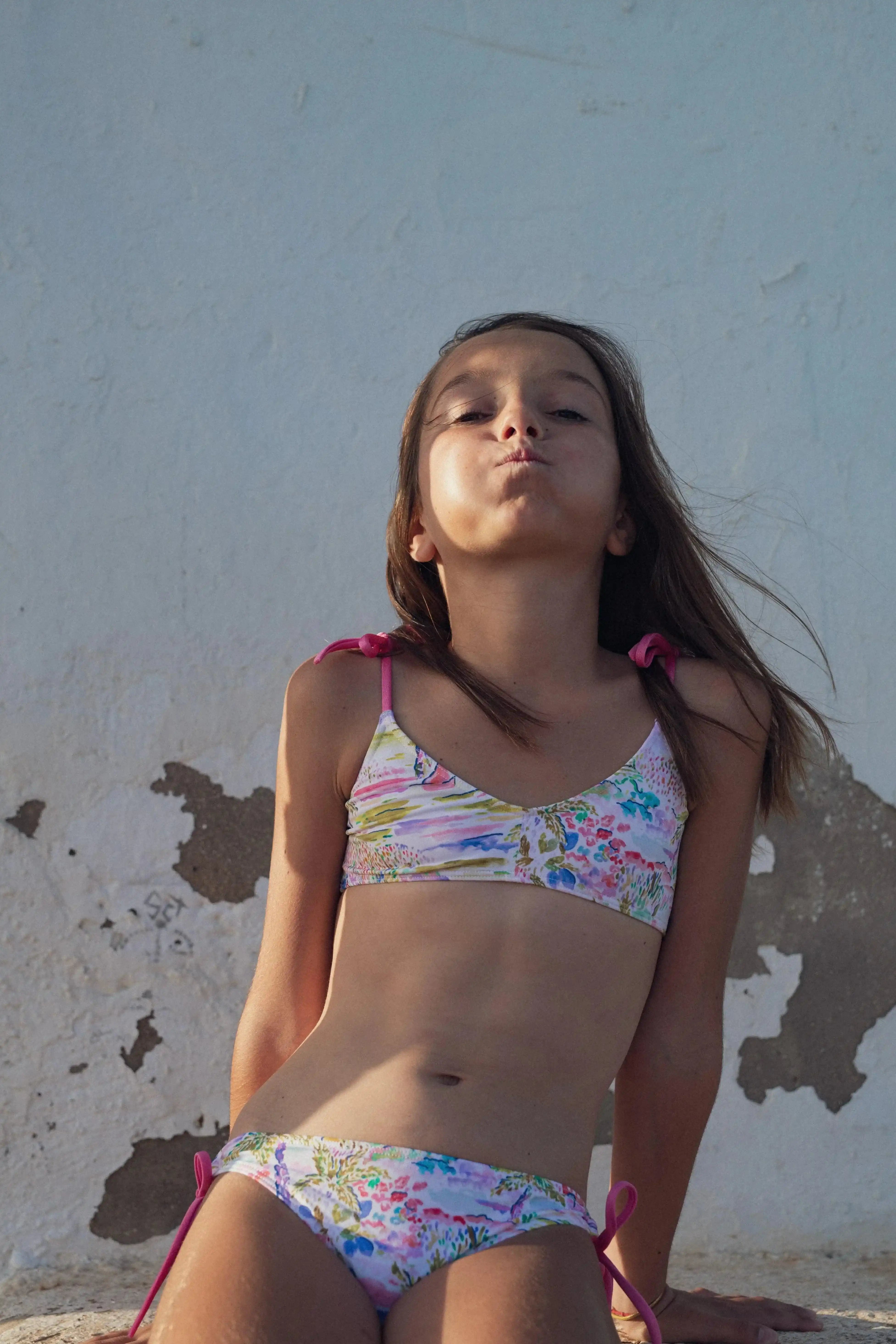 Maillot de bain deux pièces fille, rose| GIGI 2P - Lison Paris