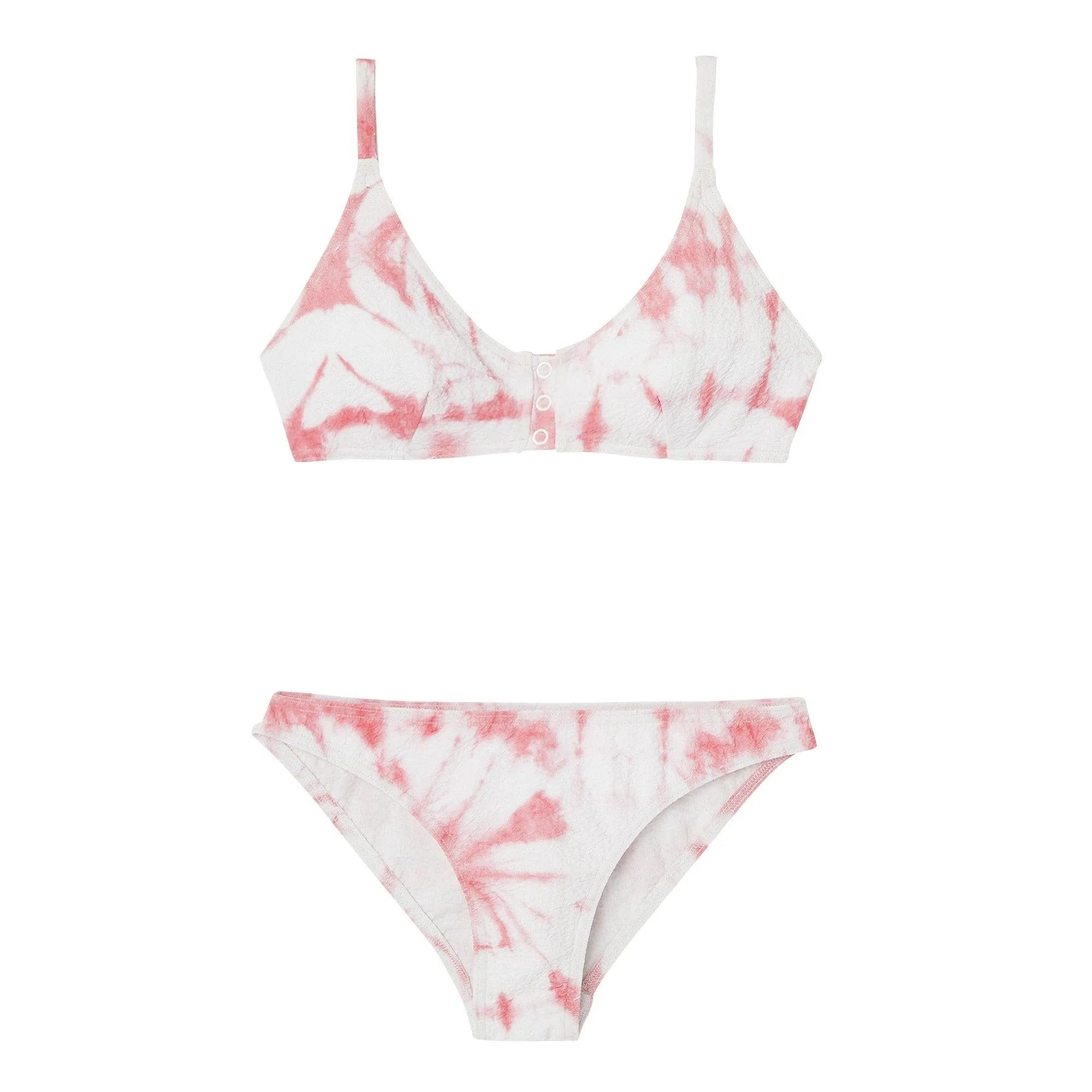 Maillot de bain deux pièces fille, tie dye corail | TAHAA 2P - Lison Paris