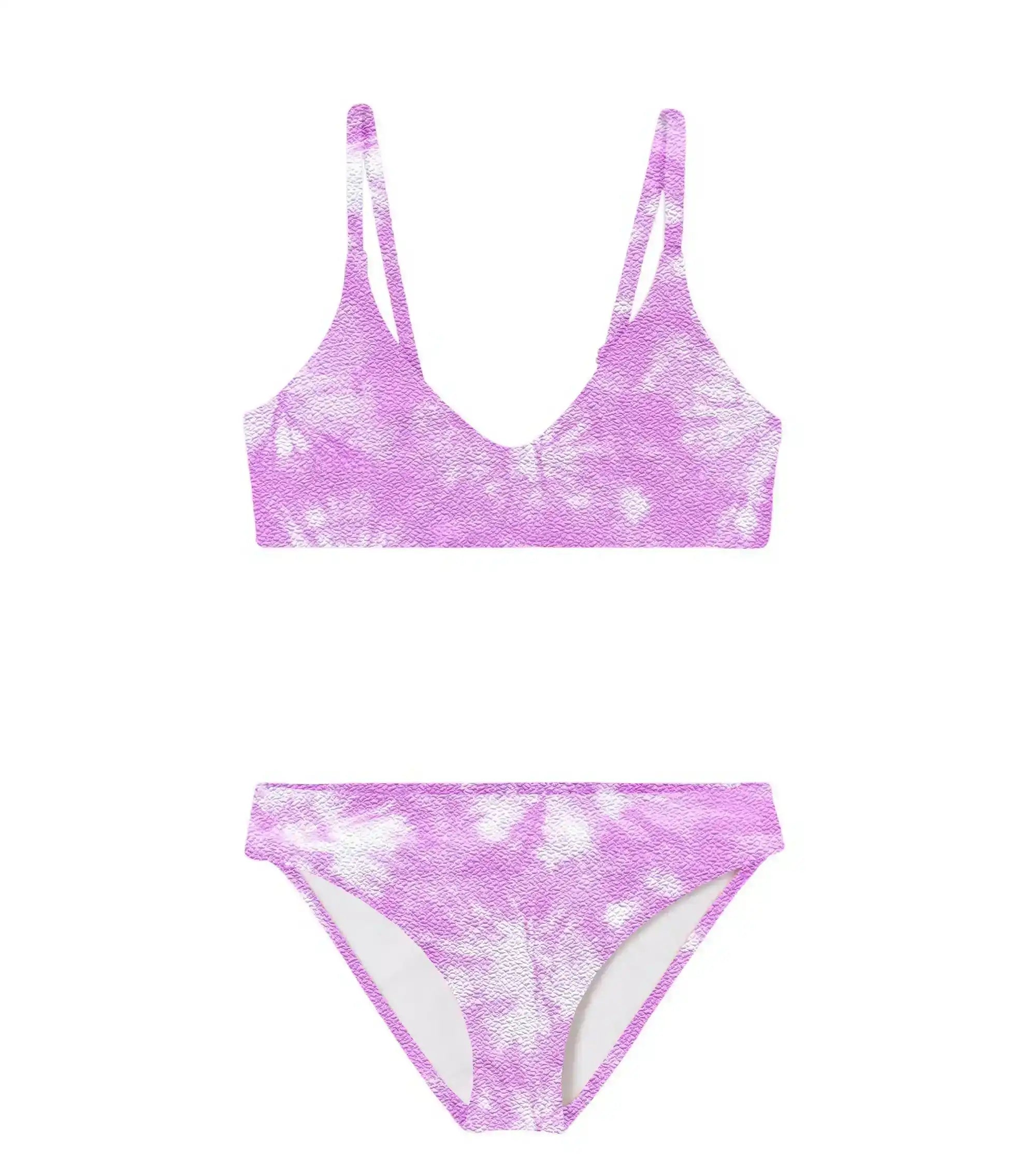 Maillot de bain deux pièces fille, tie dye lilas | TAHAA 2P
