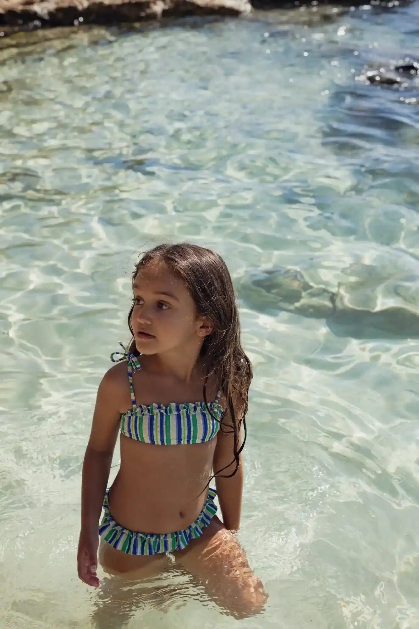 Girls' two-piece swimsuit, blue/green | ISCHIA 2P