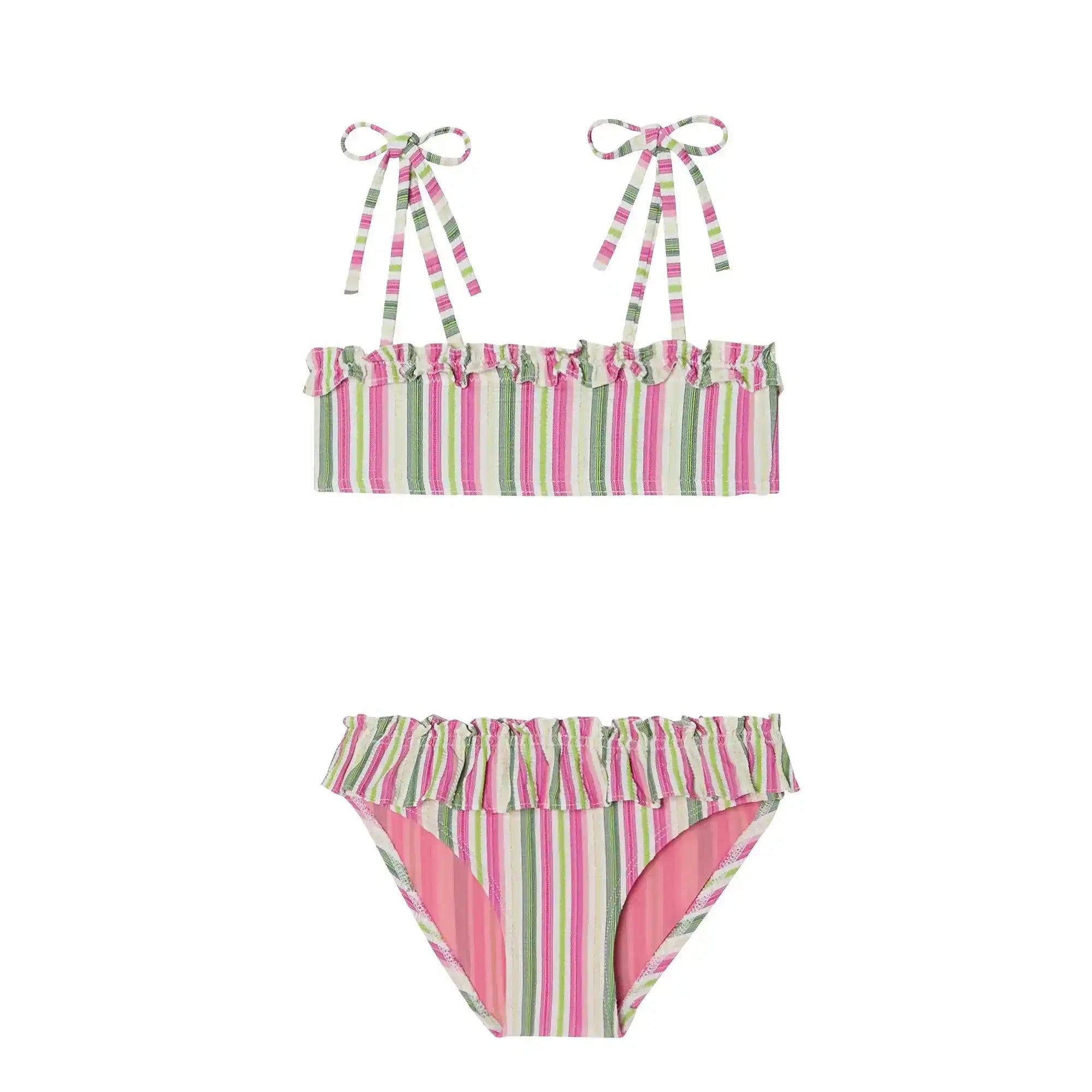 Girls' two-piece swimsuit, pink/green | ISCHIA 2P