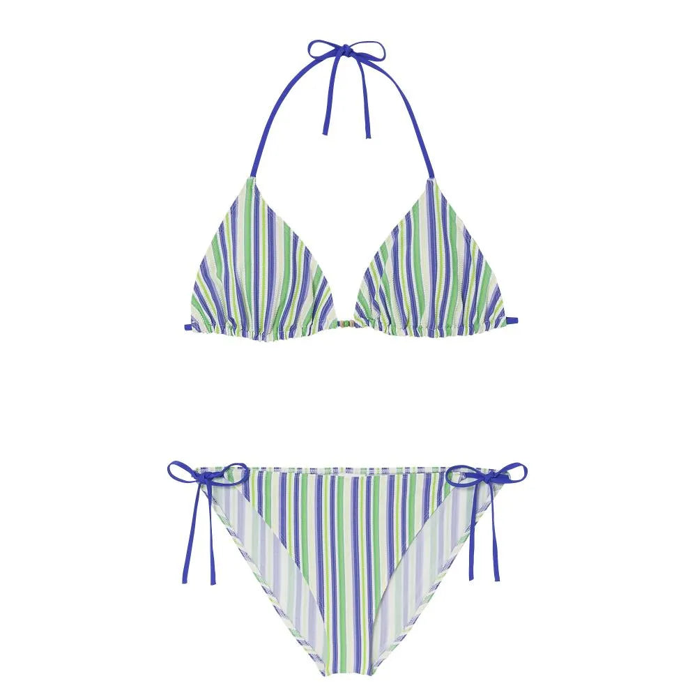 Maillot de bain deux pièces triangle, bleu/vert | ISCHIA BIKINI - Lison Paris