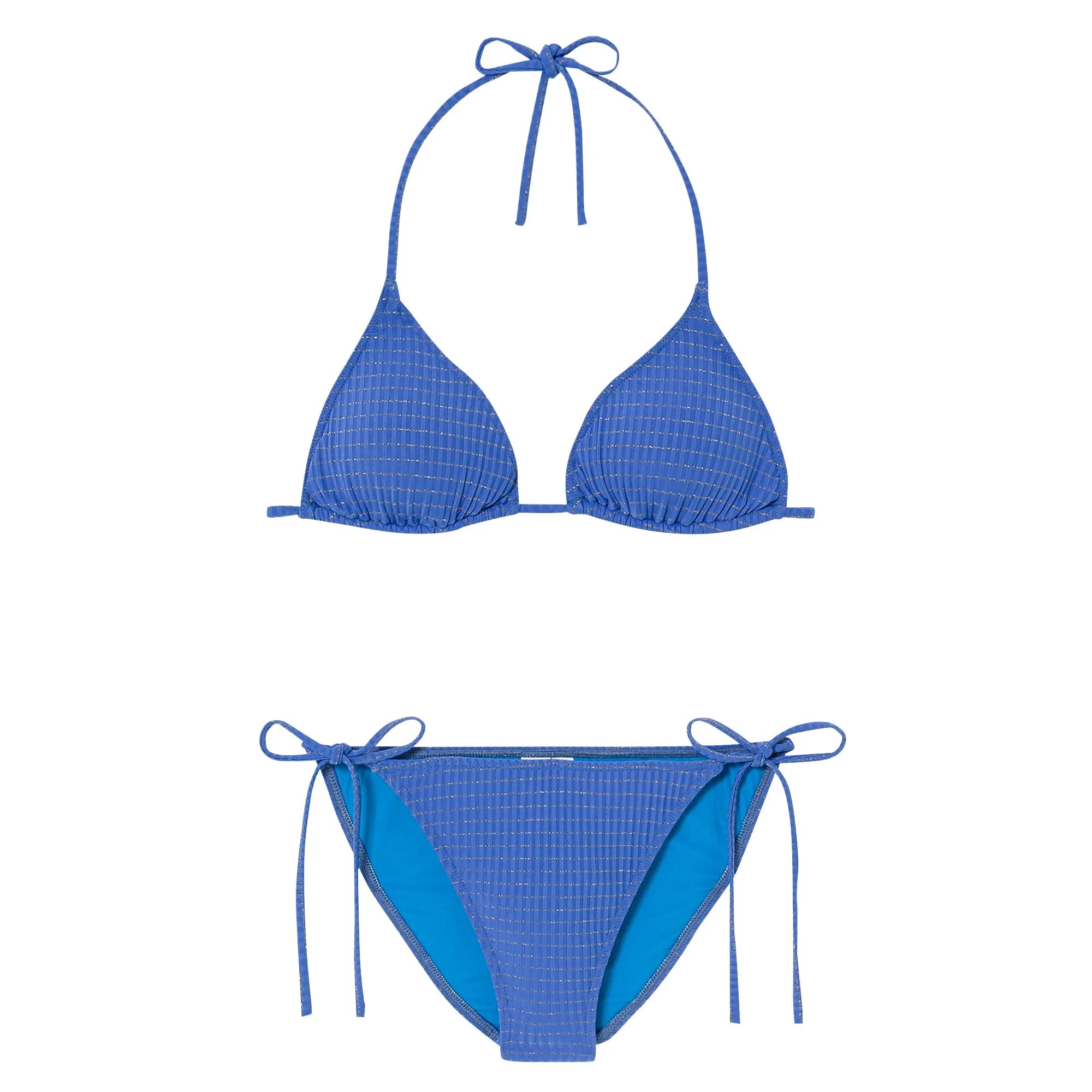 Maillot de bain deux pièces triangle fille bleu, bleu/or | CALYPSO 2P TRIANGLE - Lison Paris