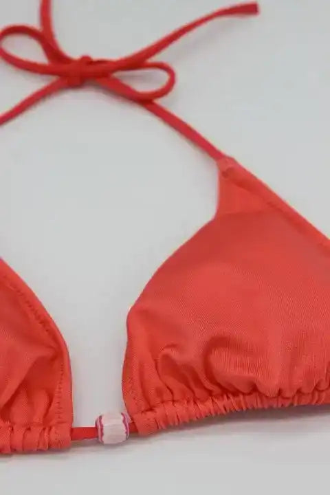 Maillot de bain deux pièces triangle fille, corail | BERMUDES 2P