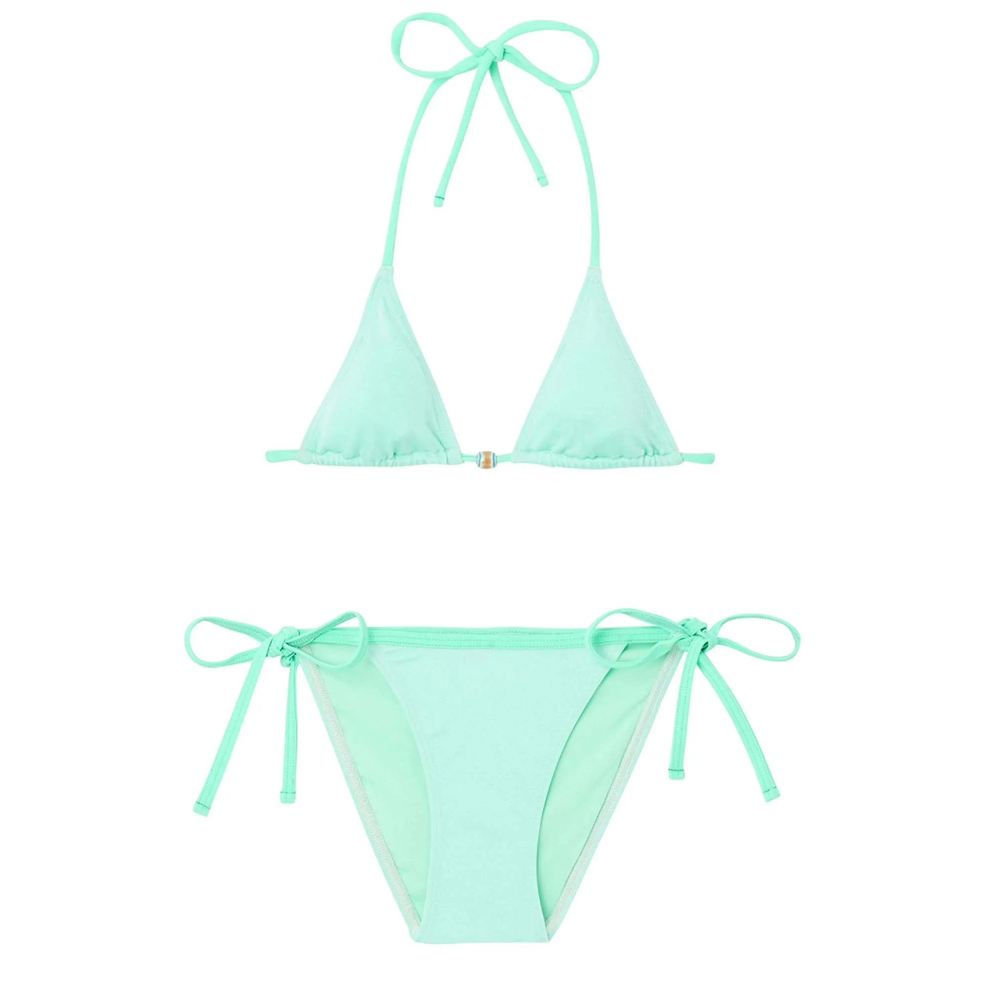Maillot de bain deux pièces triangle filles, vert aqua | BERMUDES 2P - Lison Paris