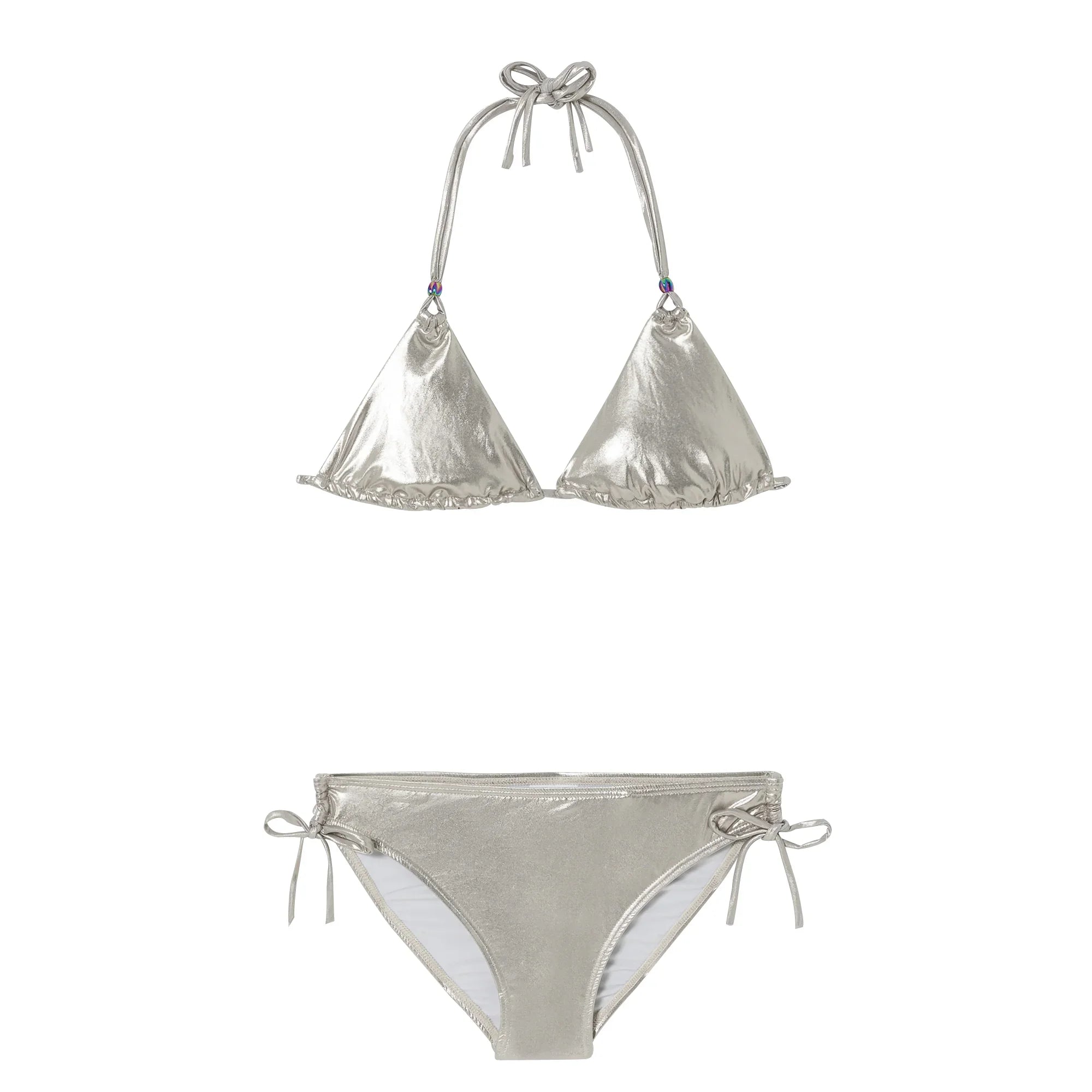 Maillot de bain deux pièces triangle, silver | GLOW 2P - Lison Paris