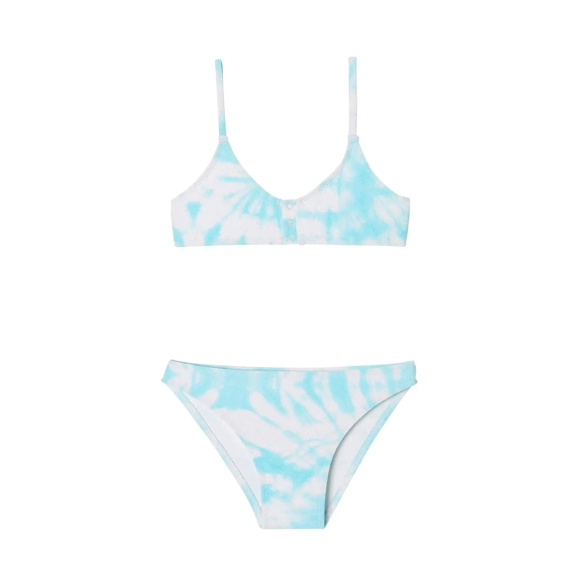 Maillot de bain fille deux pièces, tie dye bleu| TAHAA 2P - Lison Paris