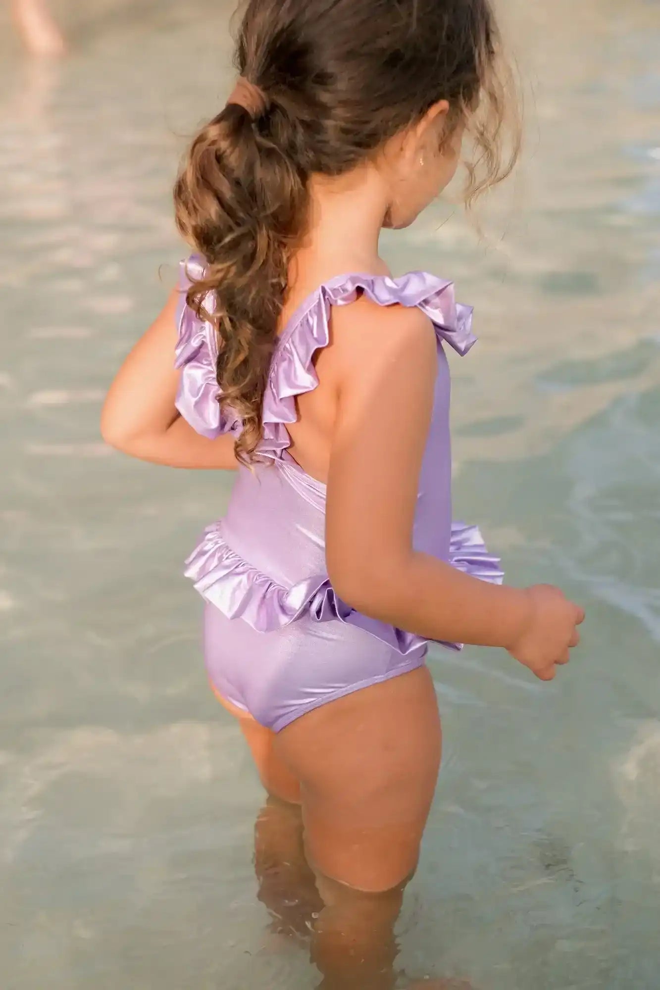 Girls' swimsuit, iridescent lilac | VENUS