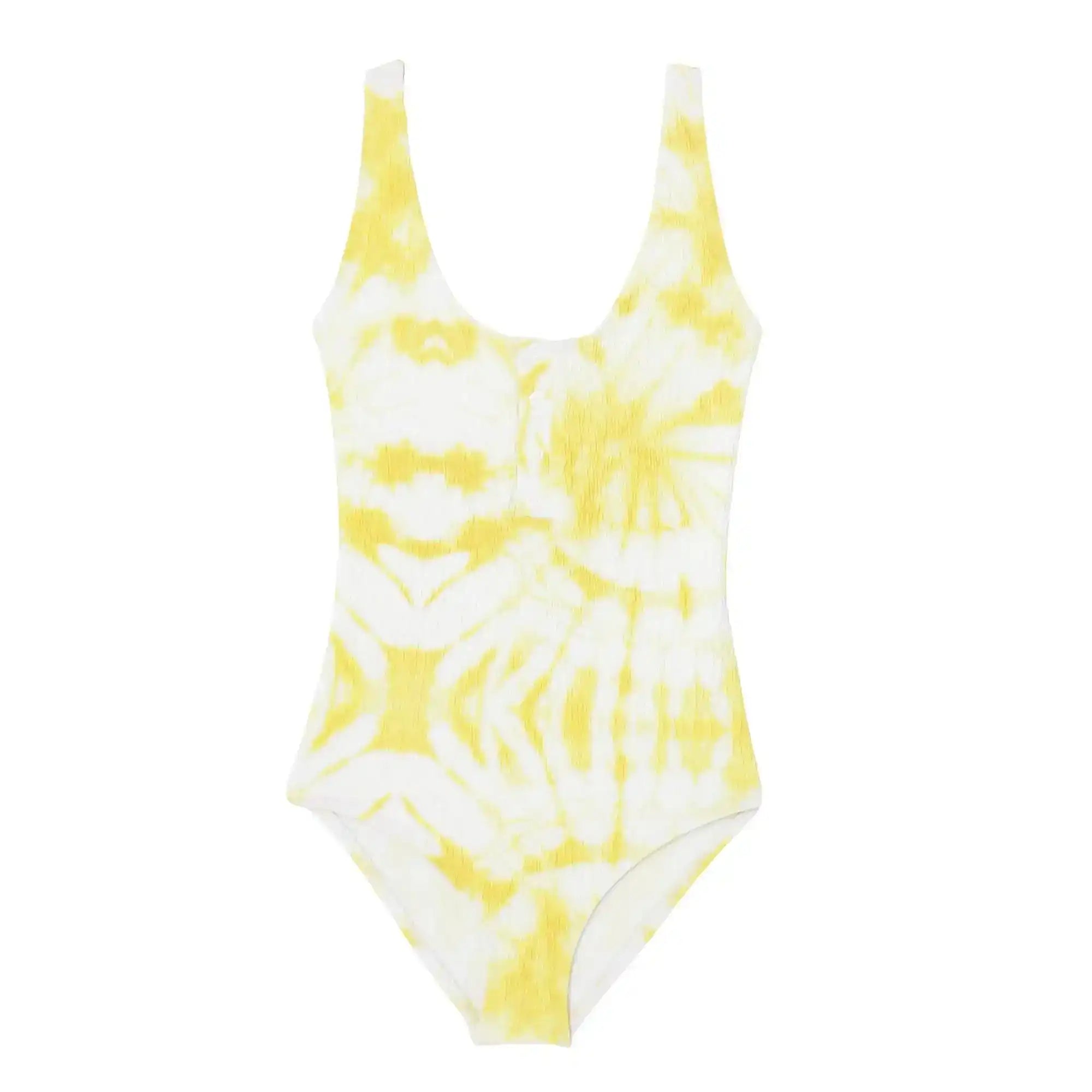 Girls' one-piece swimsuit, yellow-green tie dye | TAHAA 1P