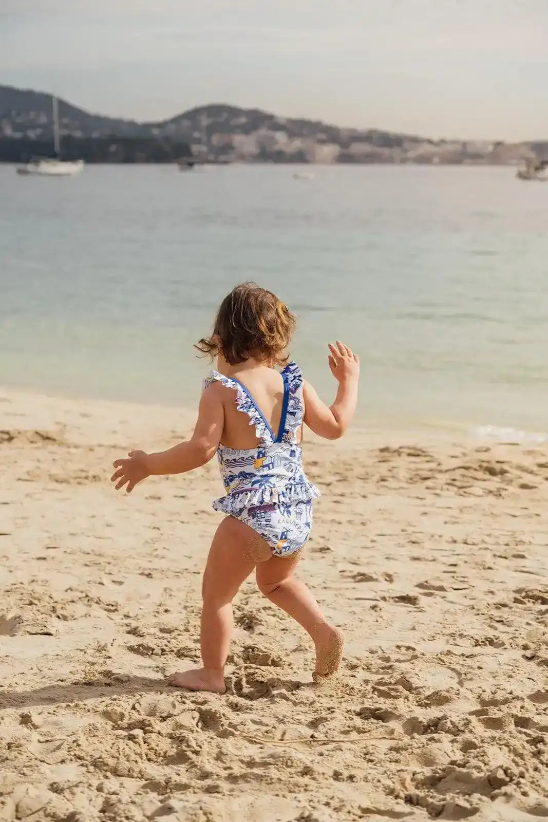 Baby girl's one-piece swimsuit, Greek pattern | PAROS BABY