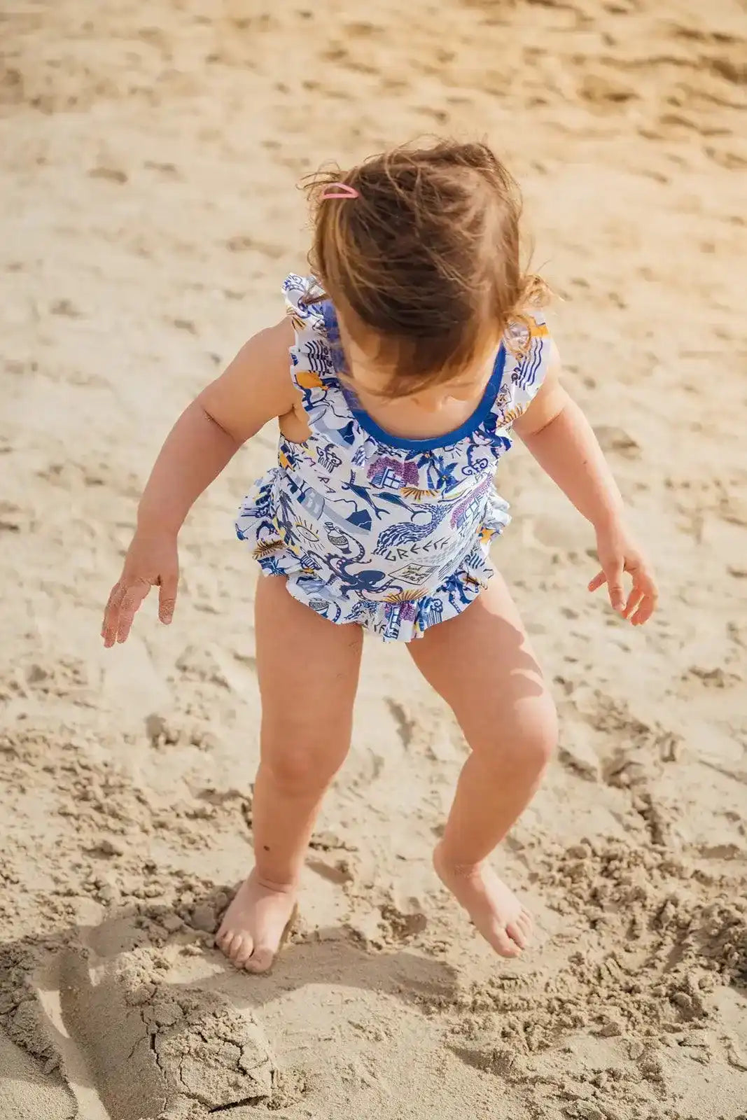 Baby girl's one-piece swimsuit, Greek pattern | PAROS BABY